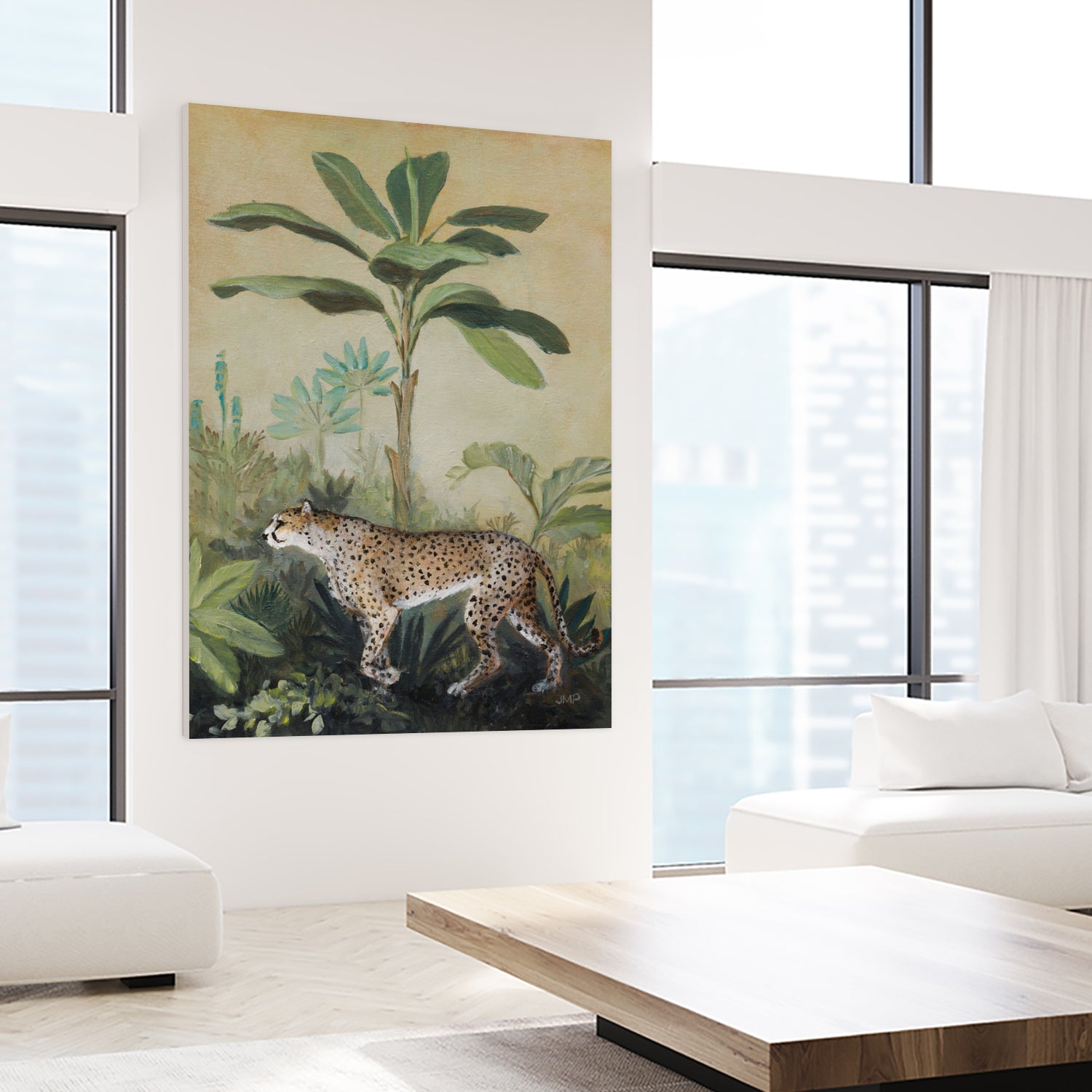 King of the Jungle II by Julia Purinton on GIANT ART - beige botanical framed canvas