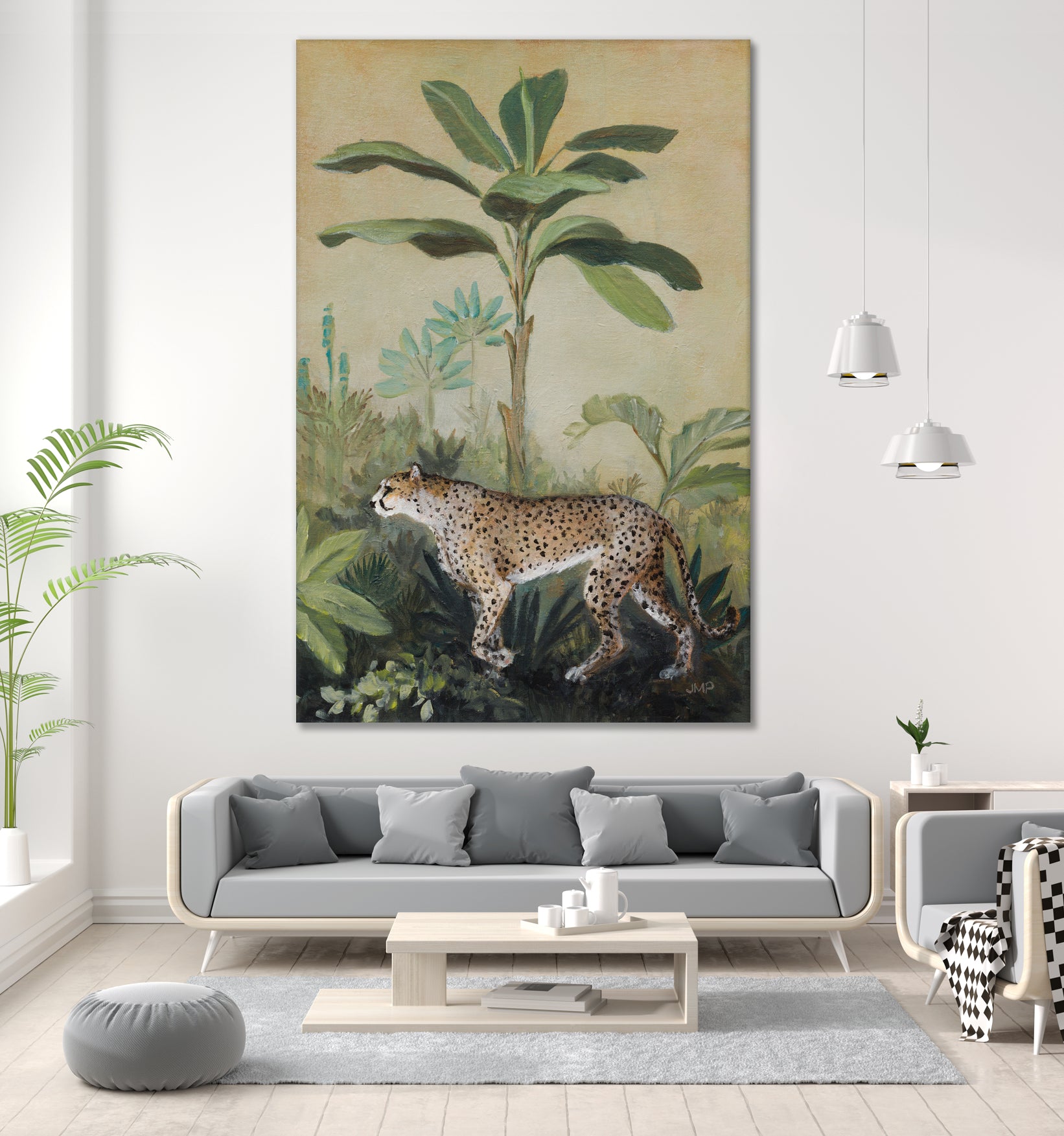 King of the Jungle II by Julia Purinton on GIANT ART - beige botanical framed canvas