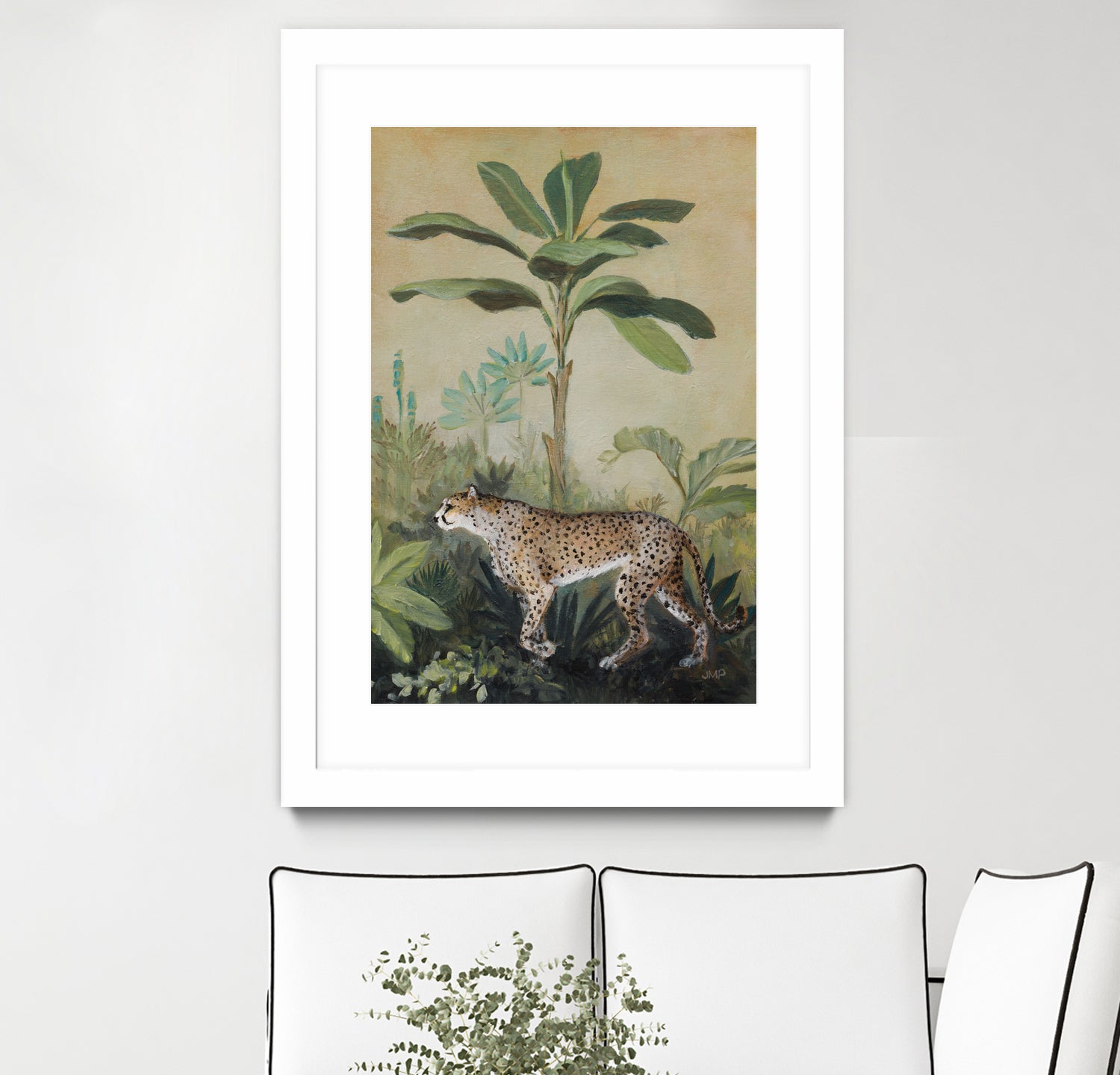 King of the Jungle II by Julia Purinton on GIANT ART - beige botanical framed canvas
