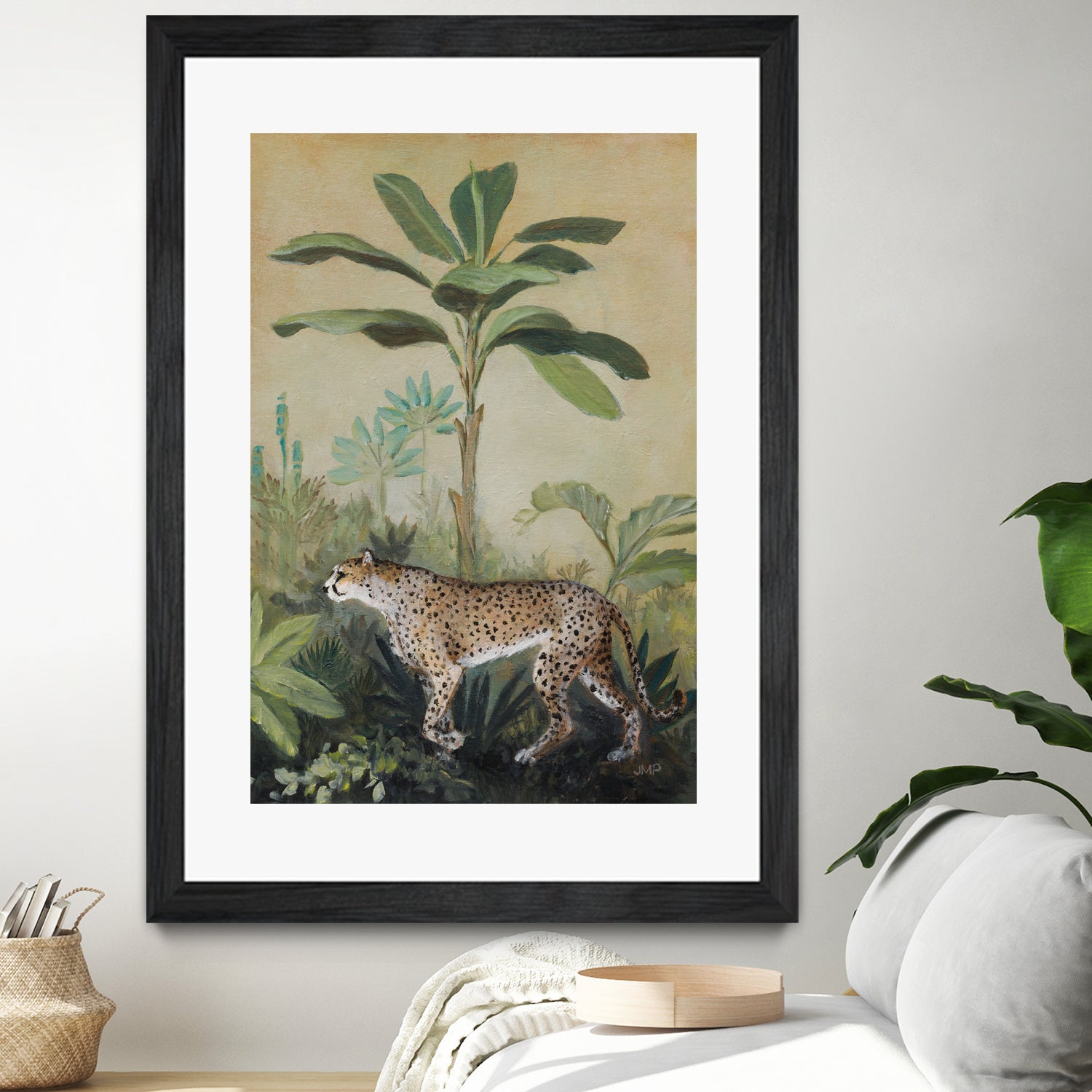 King of the Jungle II by Julia Purinton on GIANT ART - beige botanical framed canvas