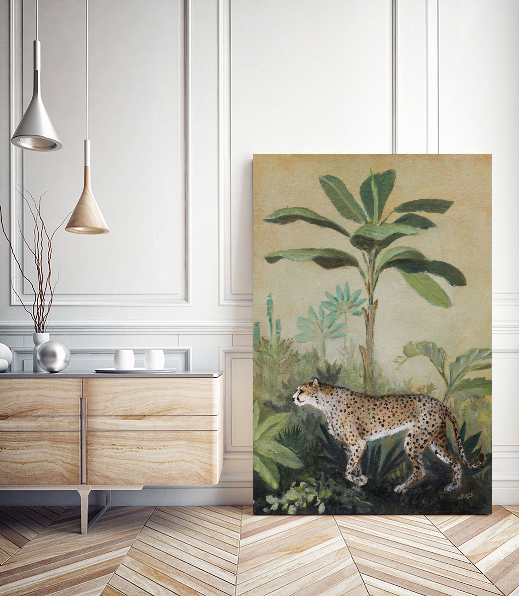 King of the Jungle II by Julia Purinton on GIANT ART - beige botanical framed canvas
