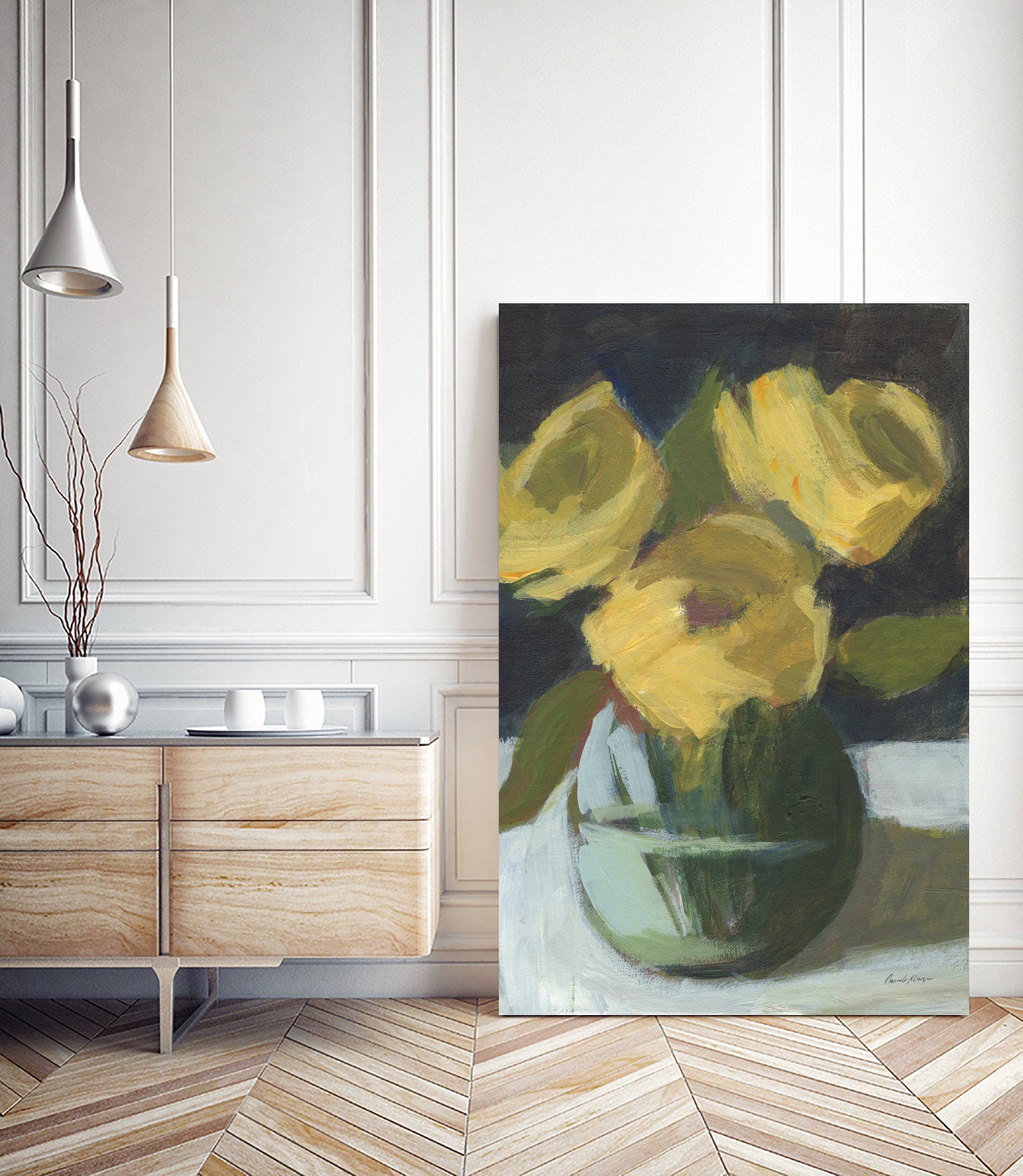 Trio by Pamela Munger on GIANT ART - grey botanical