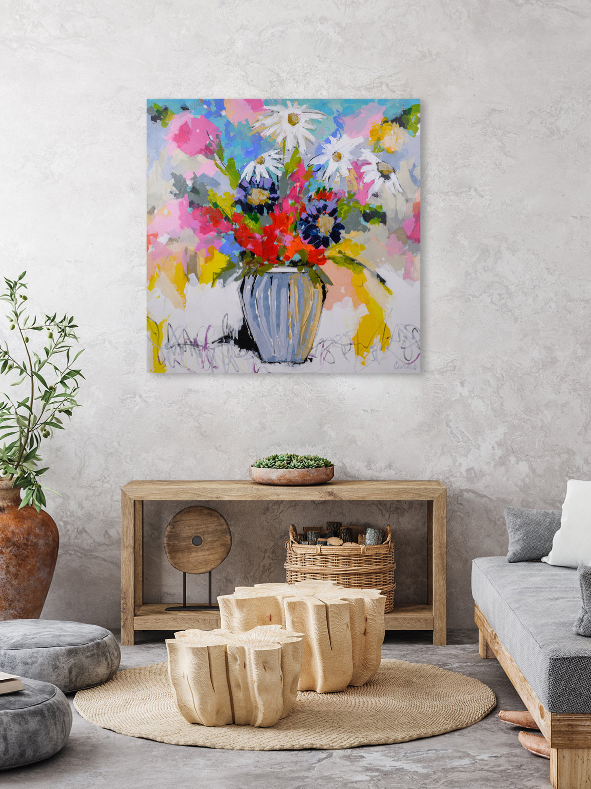 A Vibrant Floral No. 2 by Joan Curtis on GIANT ART - blue contemporary