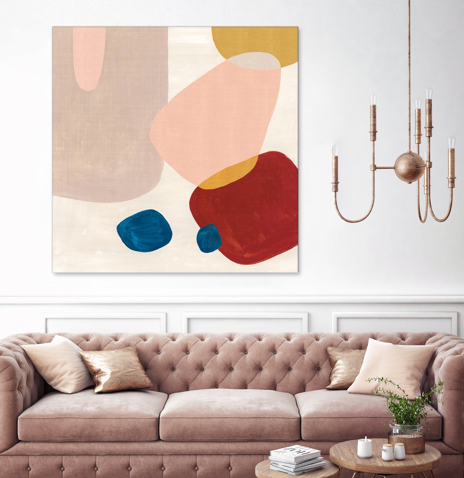 Pink Pebbles III by Eva Watts on GIANT ART - blue shapes