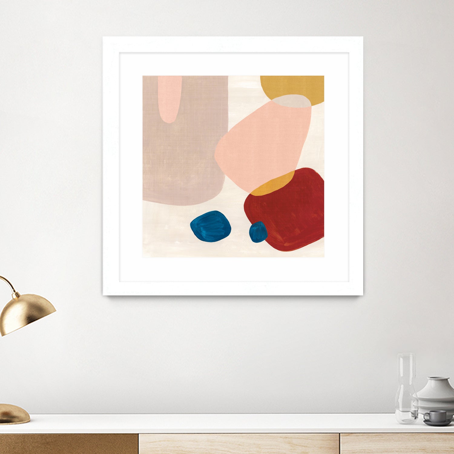 Pink Pebbles III by Eva Watts on GIANT ART - blue shapes