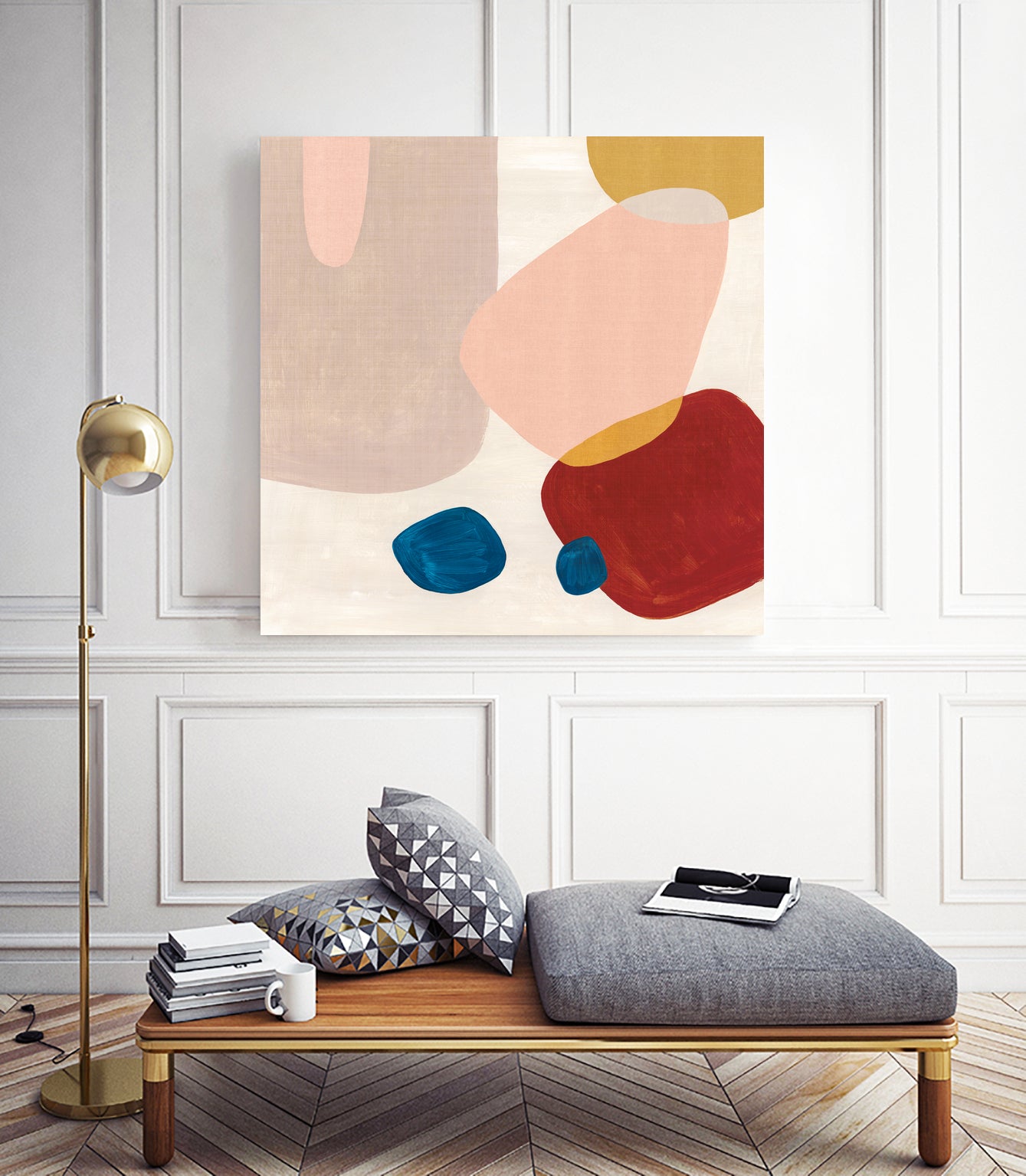 Pink Pebbles III by Eva Watts on GIANT ART - blue shapes