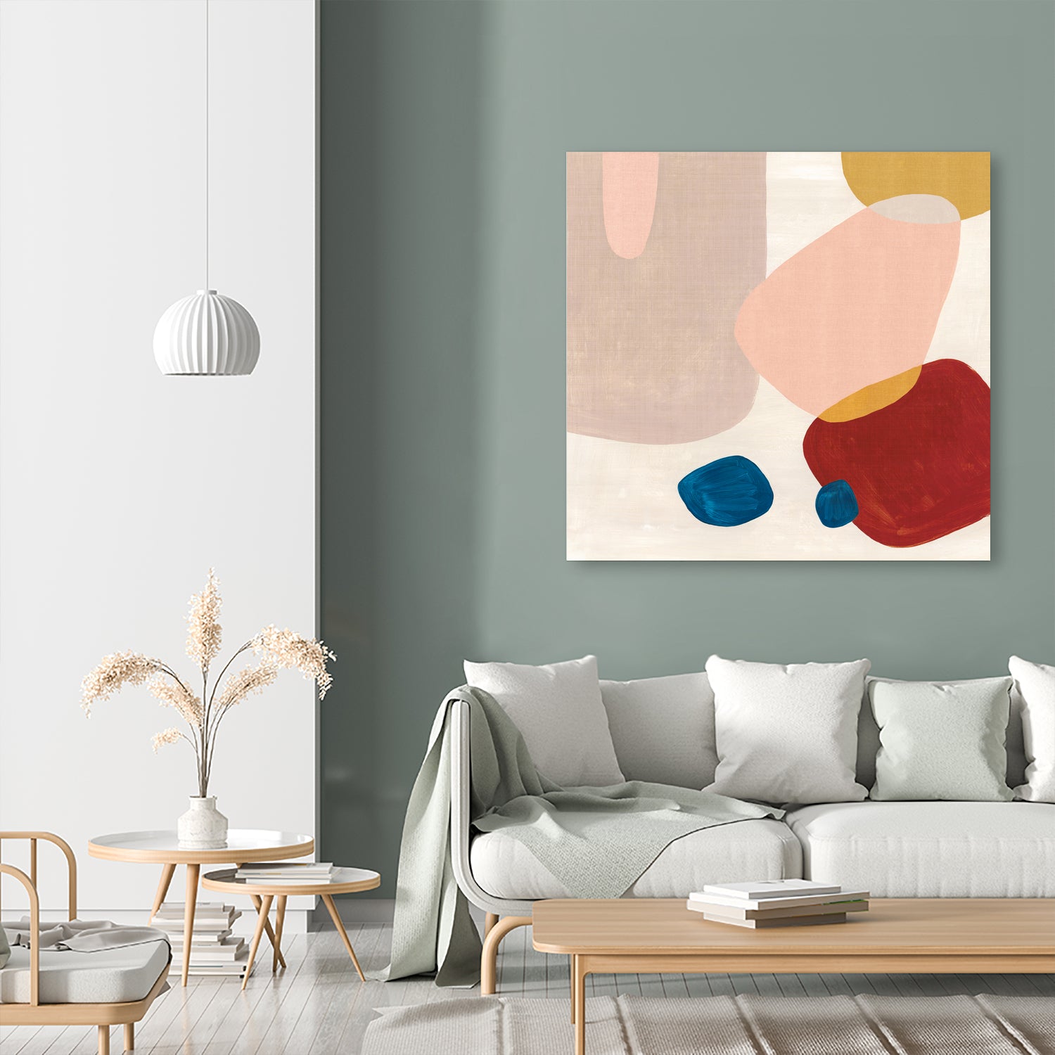 Pink Pebbles III by Eva Watts on GIANT ART - blue shapes