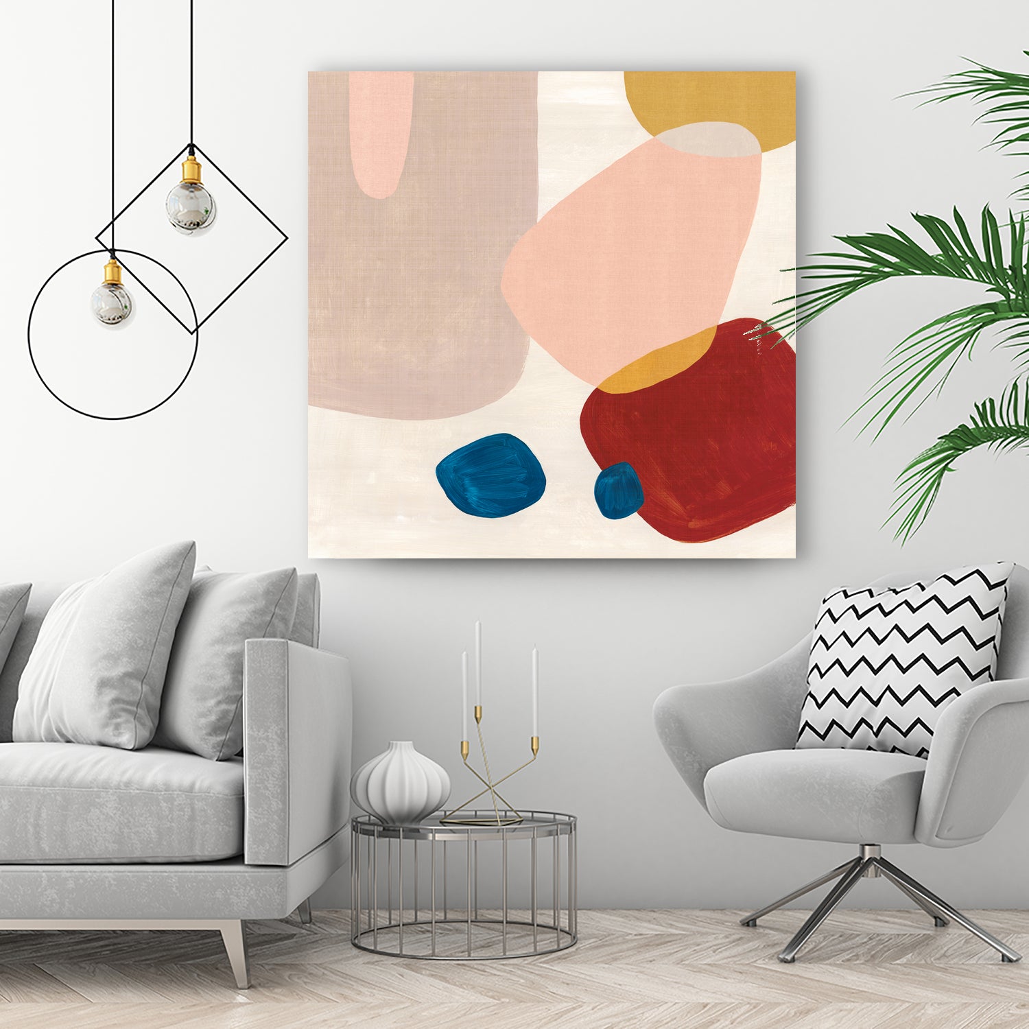 Pink Pebbles III by Eva Watts on GIANT ART - blue shapes