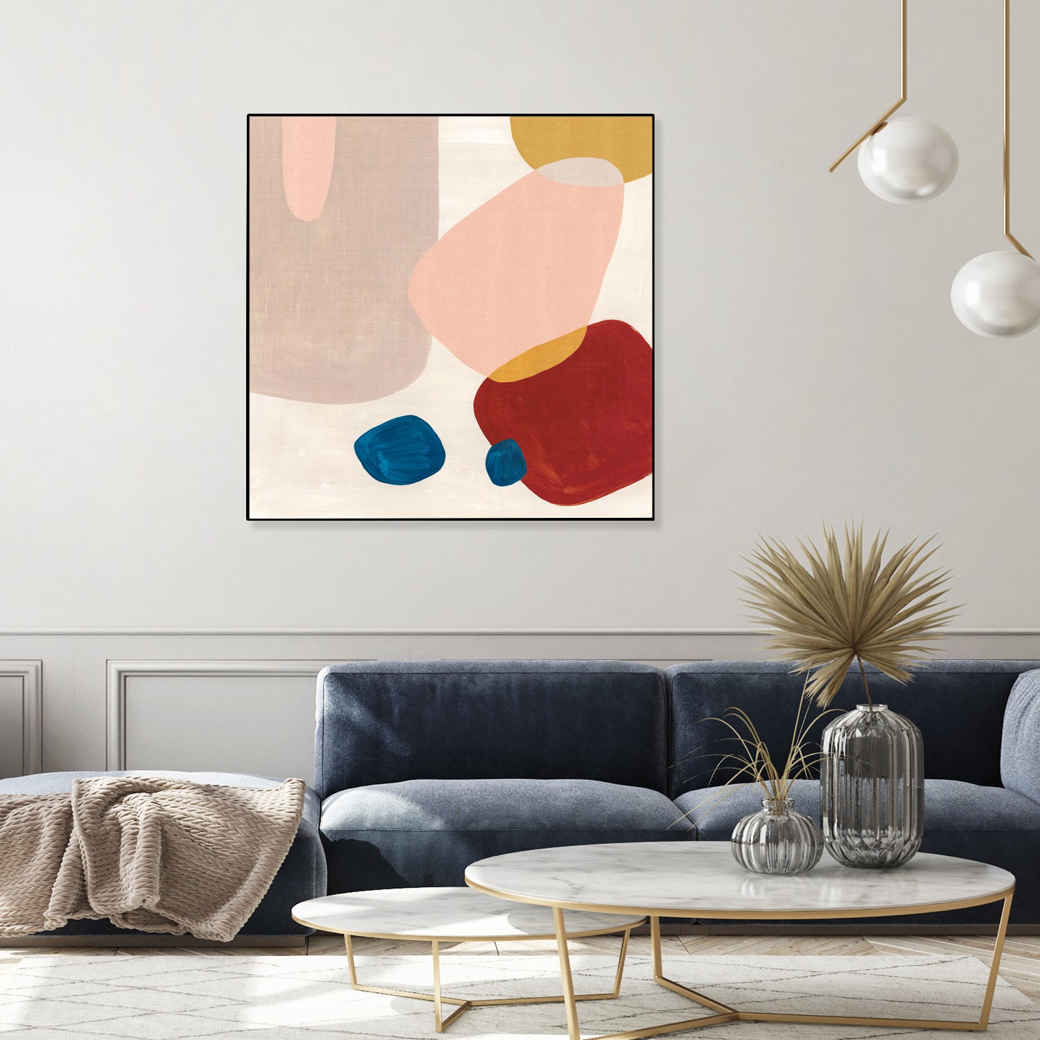Pink Pebbles III by Eva Watts on GIANT ART - blue shapes