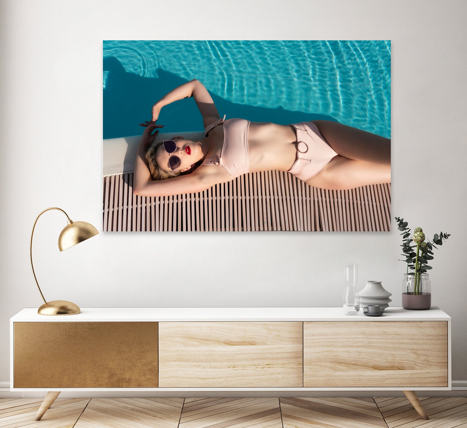 Poolside by Colin on GIANT ART - beige figurative sunbathing