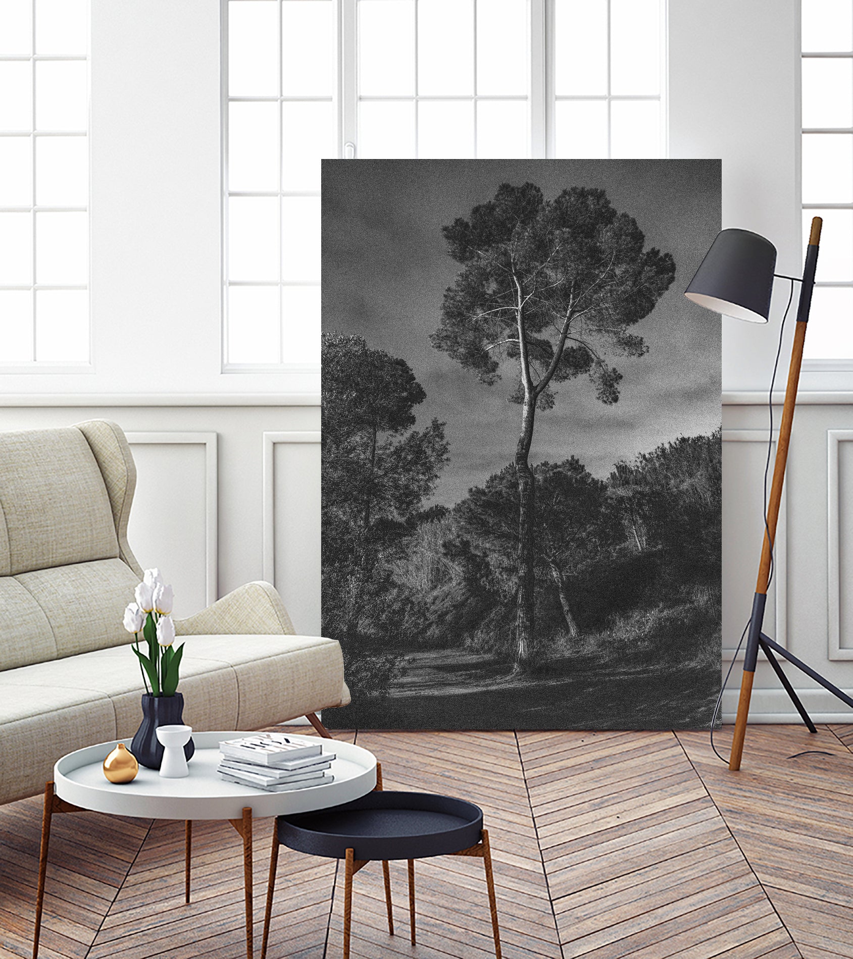 Arbores by Pepa on GIANT ART - black botanical framed canvas