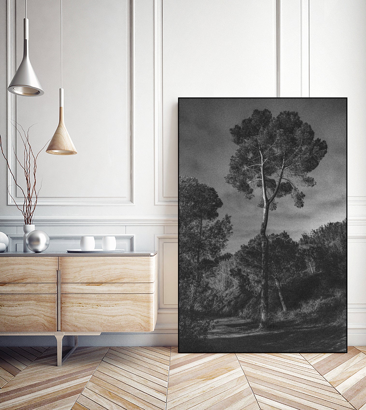 Arbores by Pepa on GIANT ART - black botanical framed canvas