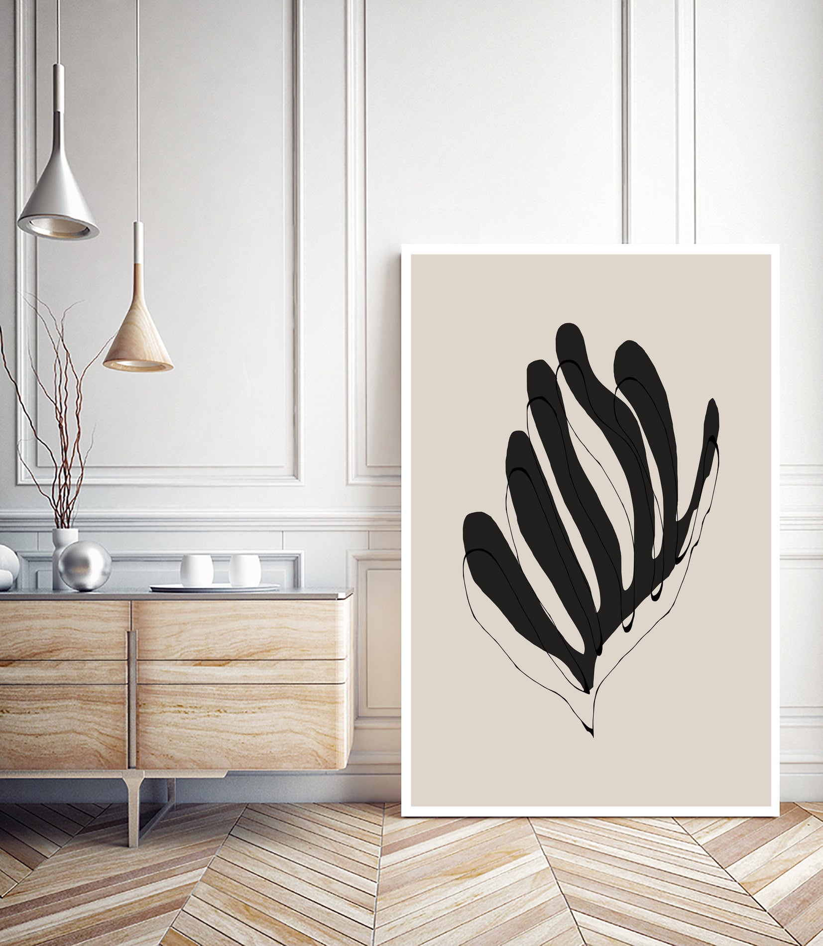 Abstract Leaf Lines by THE MIUUS STUDIO on GIANT ART - flowers and plants minimalist art