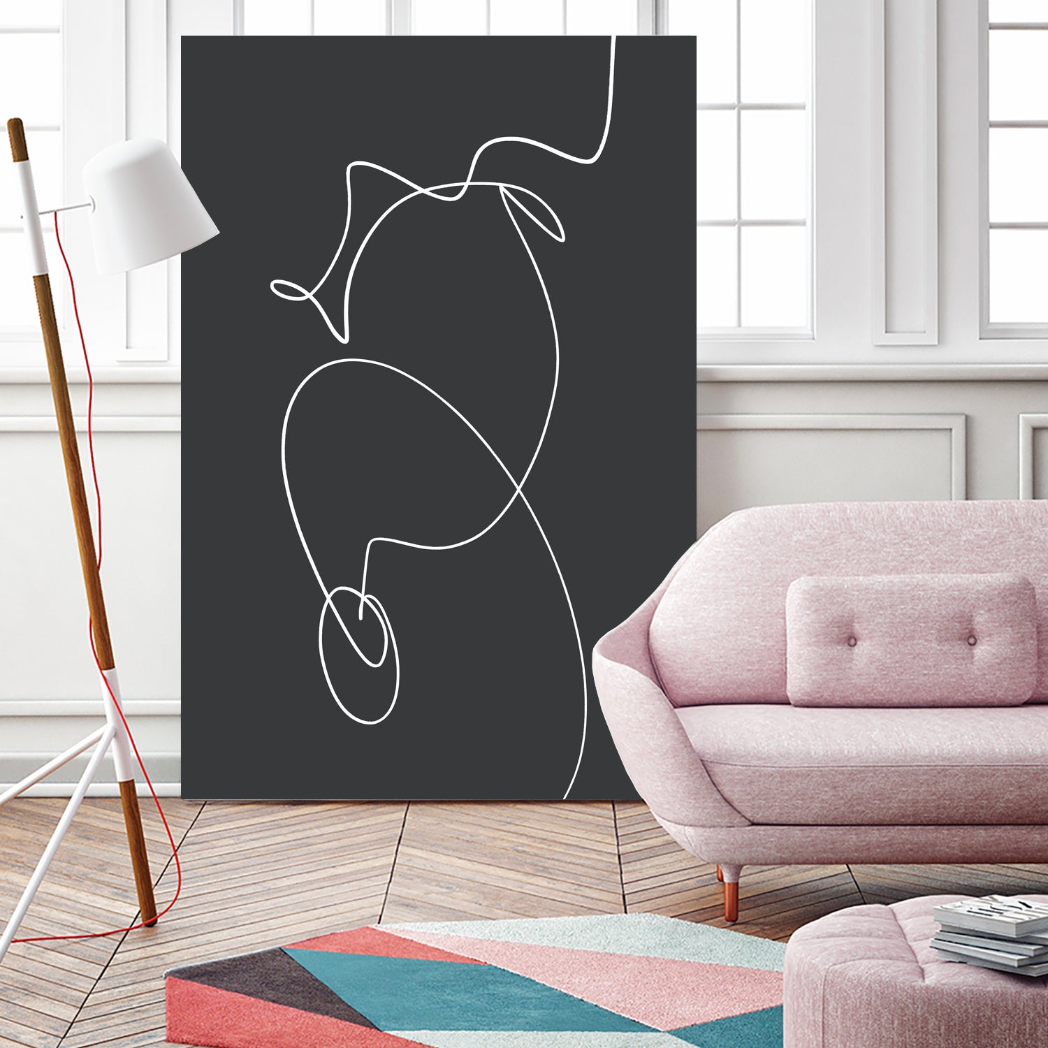 White Squiggle On A Dark Background by uplusmestudio on GIANT ART - line art abstract line art