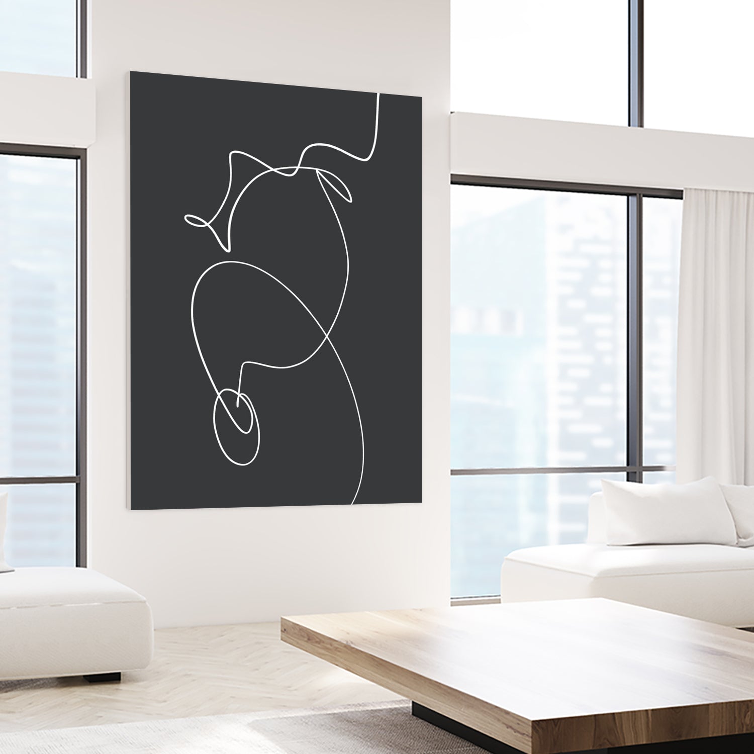 White Squiggle On A Dark Background by uplusmestudio on GIANT ART - line art abstract line art