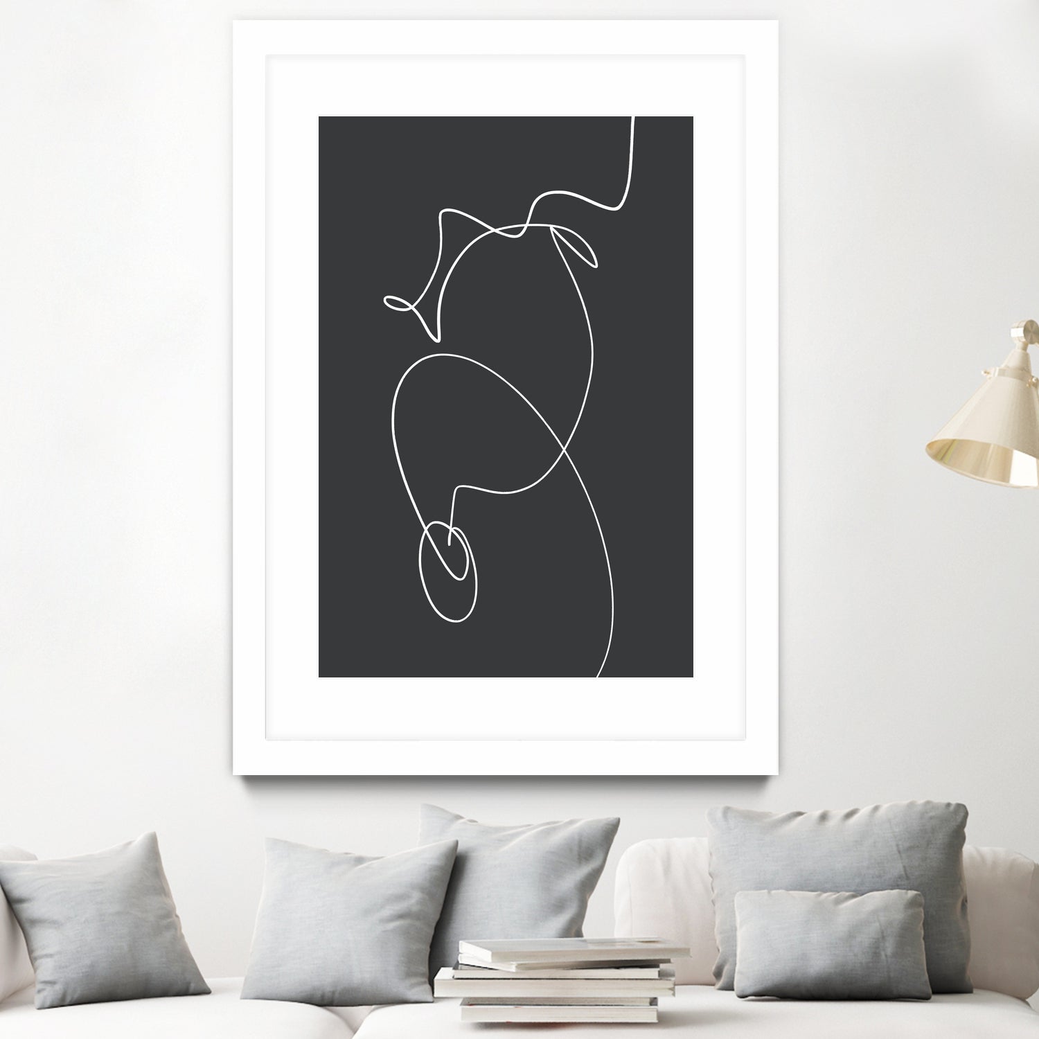 White Squiggle On A Dark Background by uplusmestudio on GIANT ART - line art abstract line art