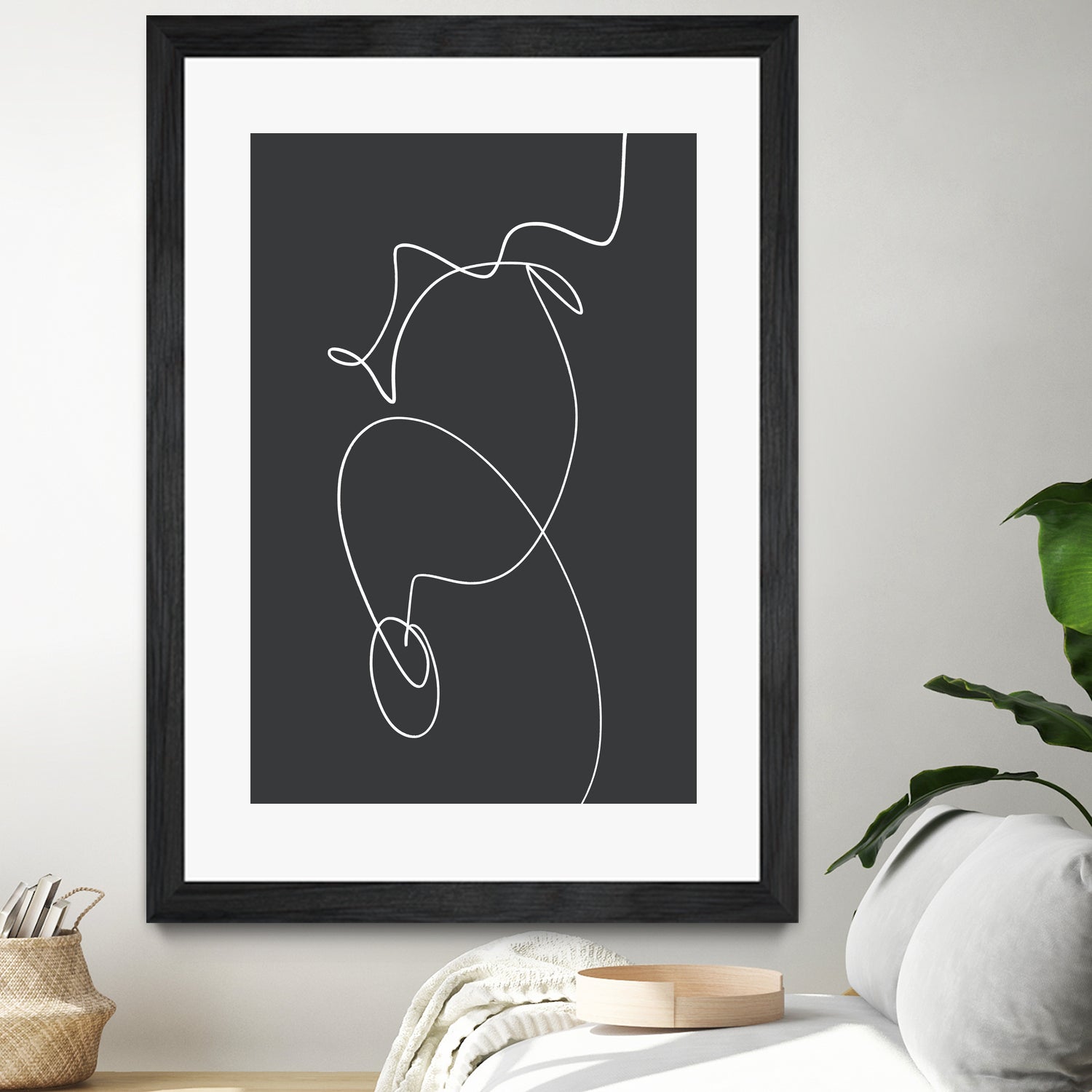 White Squiggle On A Dark Background by uplusmestudio on GIANT ART - line art abstract line art