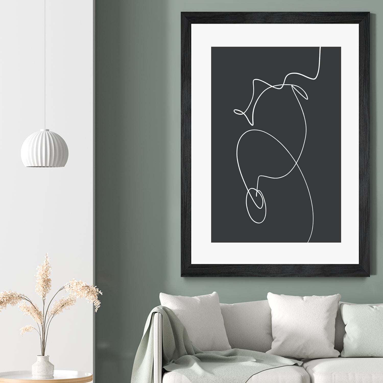 White Squiggle On A Dark Background by uplusmestudio on GIANT ART - line art abstract line art