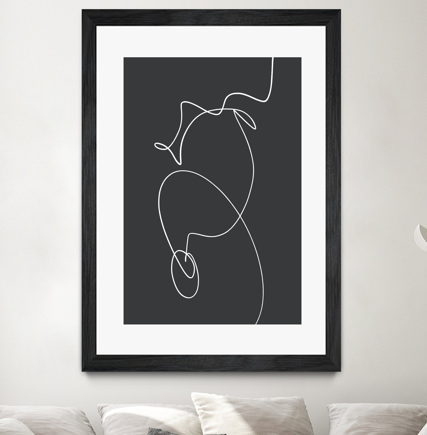 White Squiggle On A Dark Background by uplusmestudio on GIANT ART - line art abstract line art