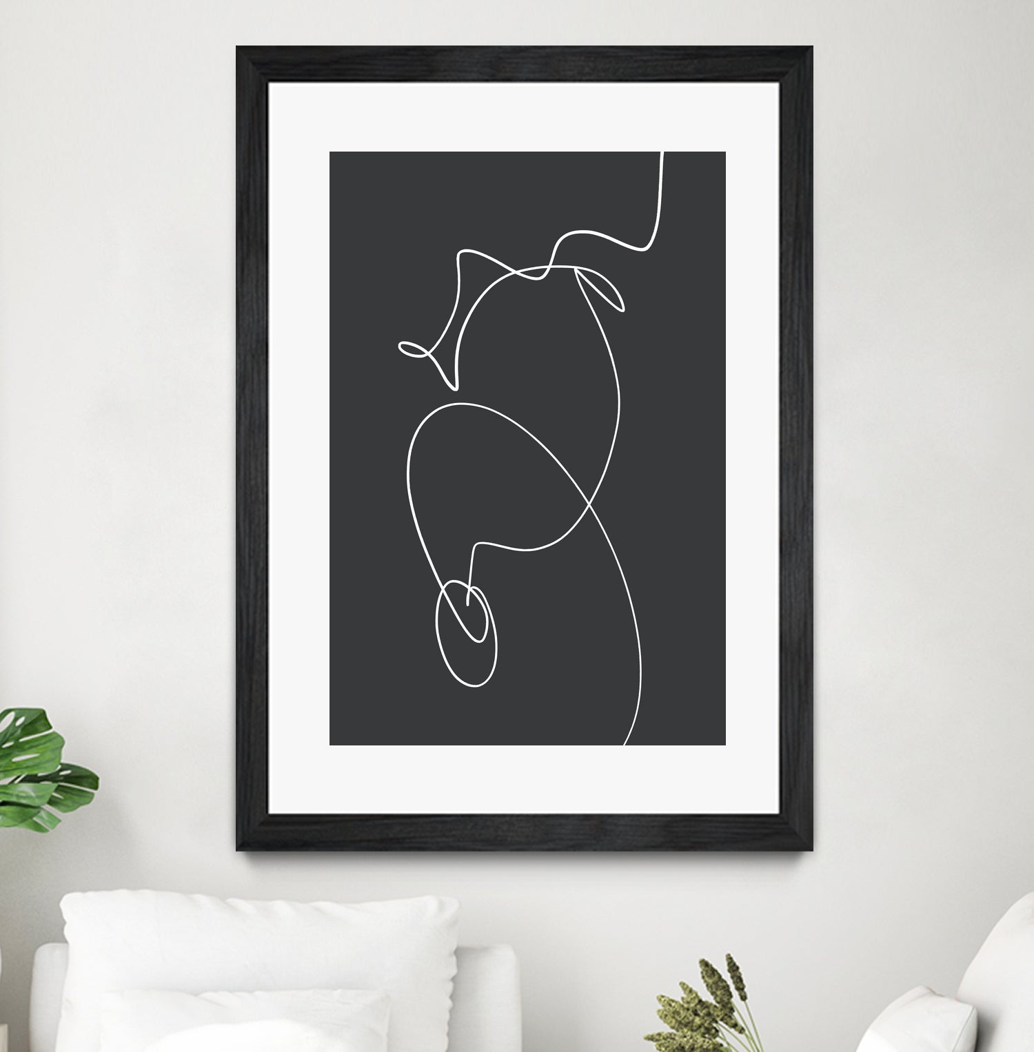 White Squiggle On A Dark Background by uplusmestudio on GIANT ART - line art abstract line art