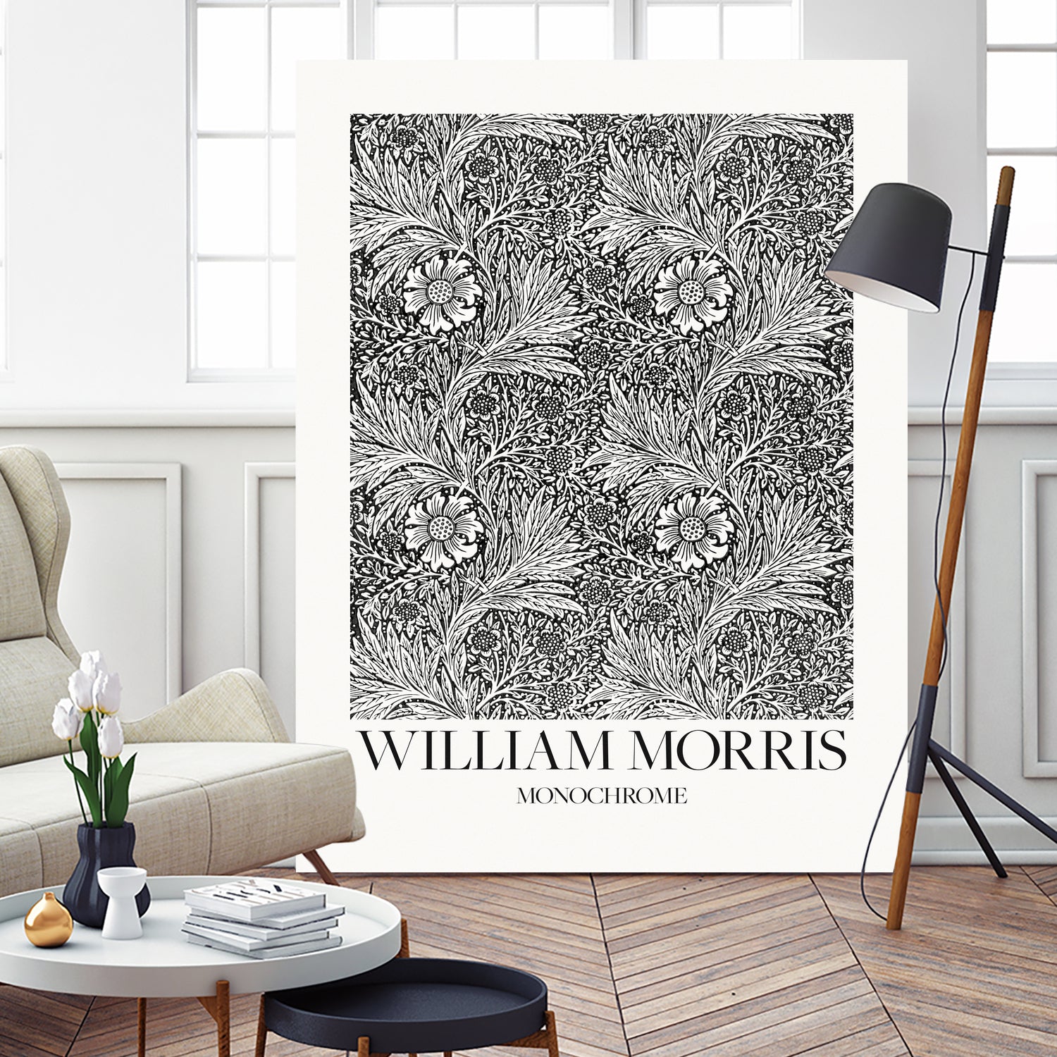 Marigold Monochrome by William Morris on GIANT ART - william morris flowers and plants william morris