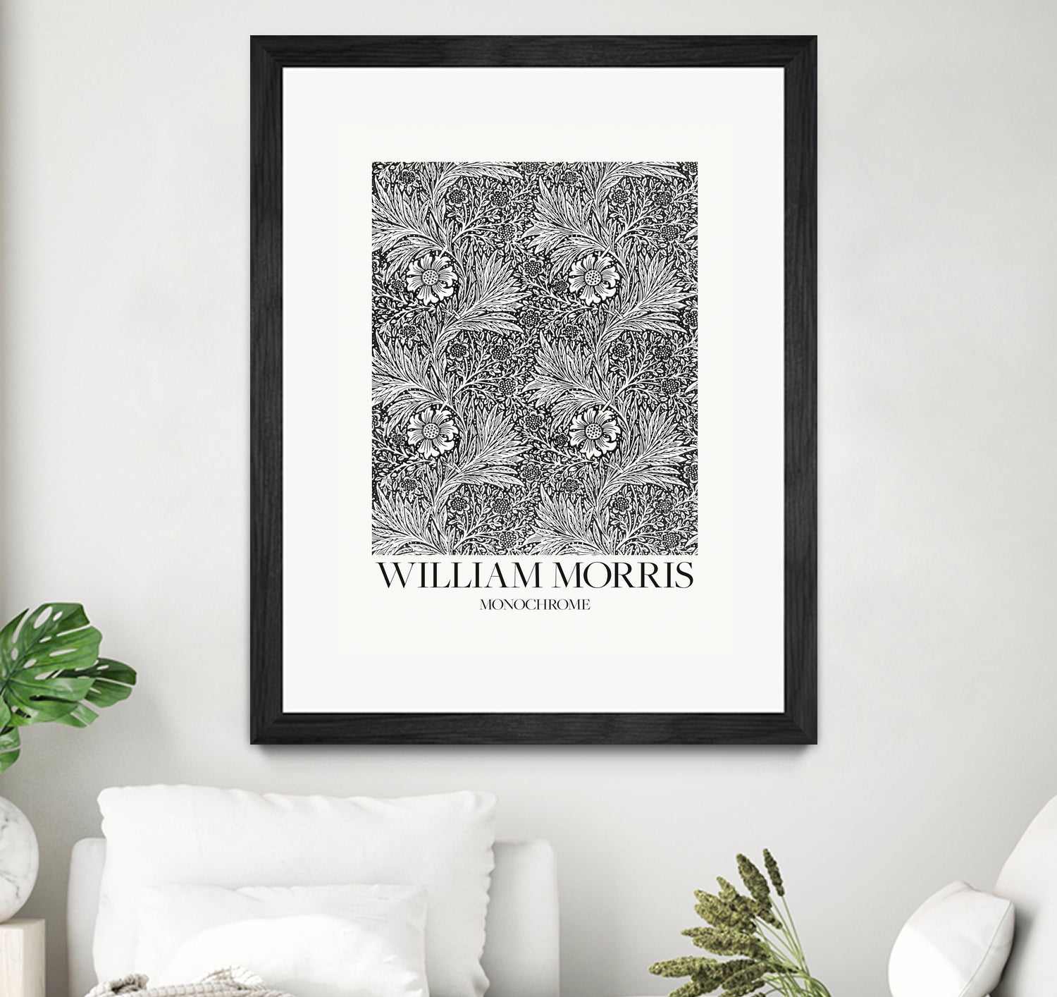 Marigold Monochrome by William Morris on GIANT ART - william morris flowers and plants william morris