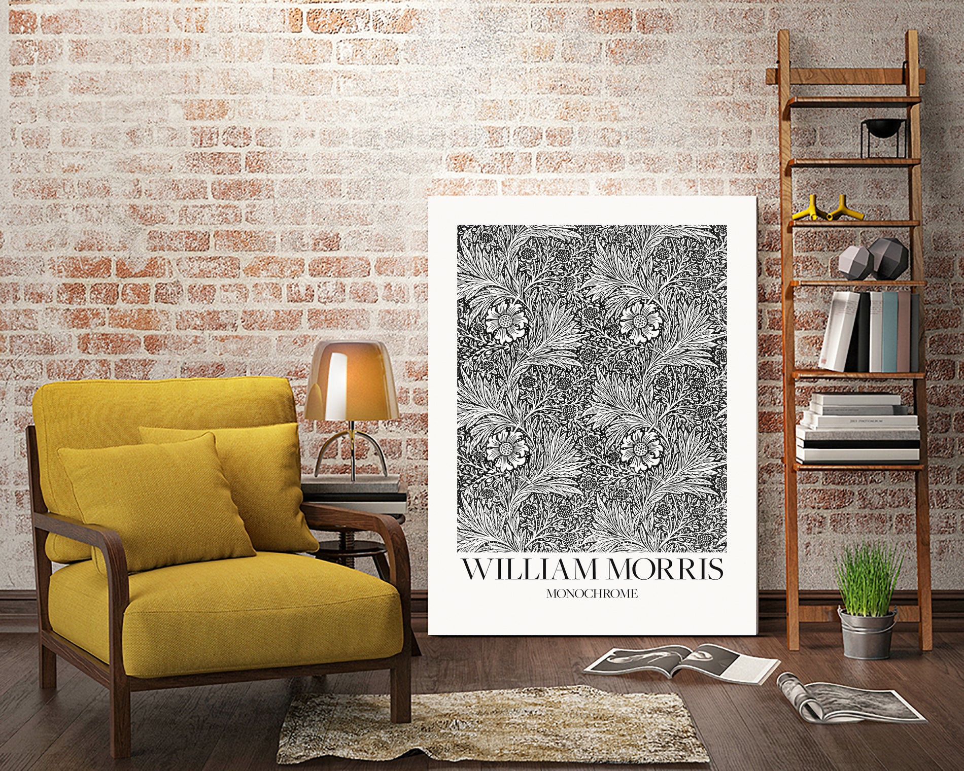 Marigold Monochrome by William Morris on GIANT ART - william morris flowers and plants william morris