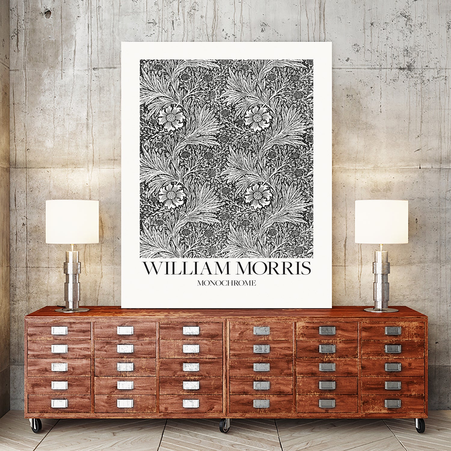 Marigold Monochrome by William Morris on GIANT ART - william morris flowers and plants william morris
