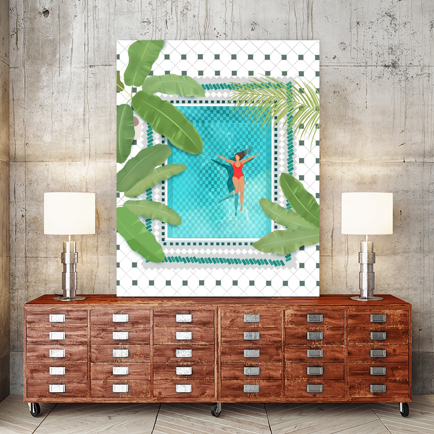 Riad Pool by Petra on GIANT ART - botanical woman