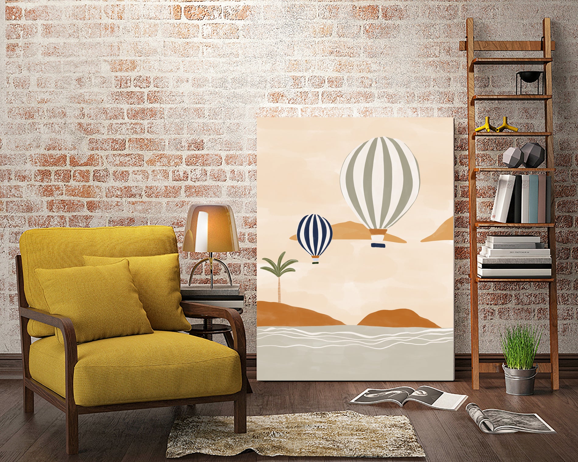 Airballoons In Dessert by Ivy on GIANT ART - illustration hot air balloon