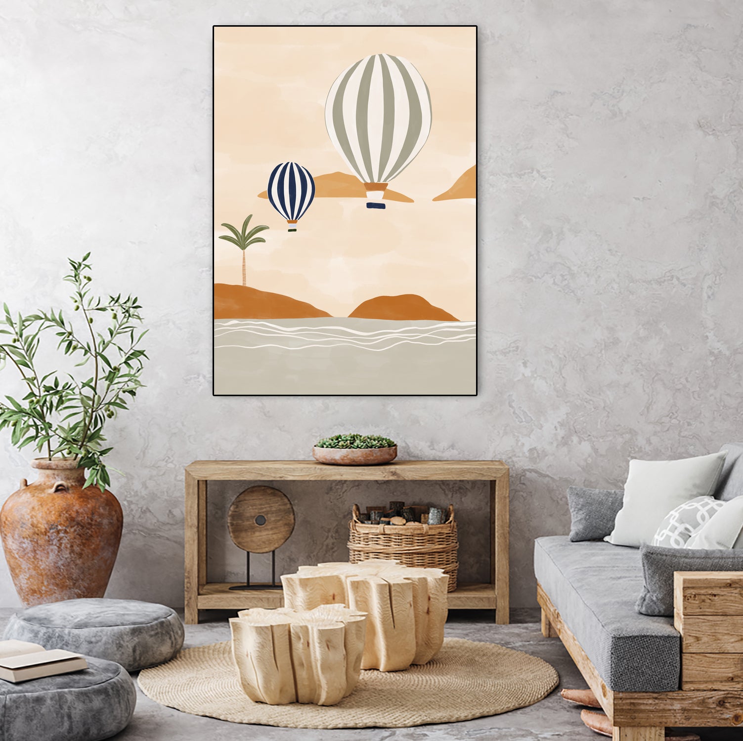 Airballoons In Dessert by Ivy on GIANT ART - illustration hot air balloon
