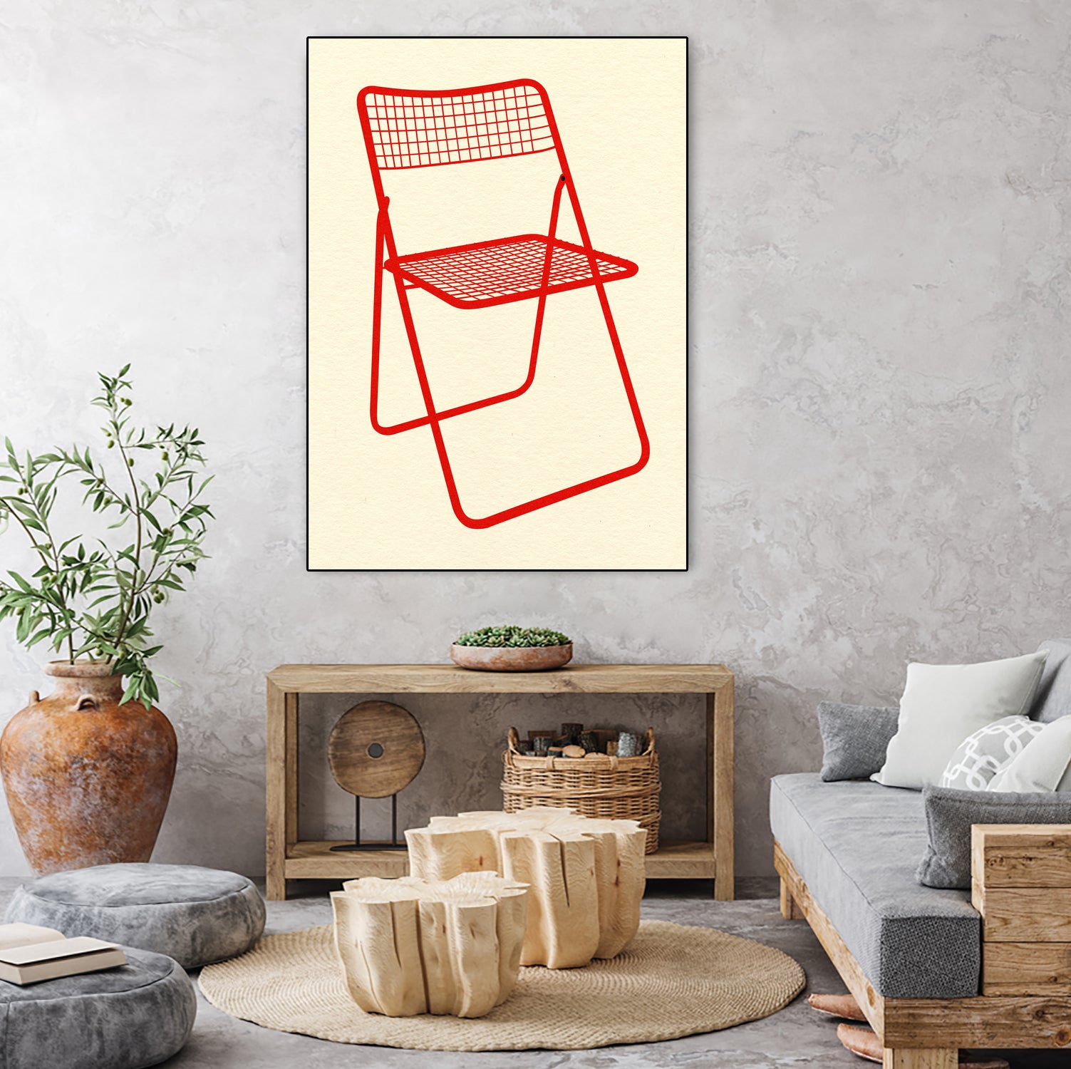 Ted Net Chair Red by Rosi on GIANT ART - illustration ikea