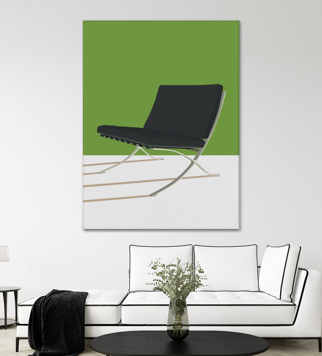 Barcelona Chair (Green Background) Mies Van Der Rohe by Rosi on GIANT ART