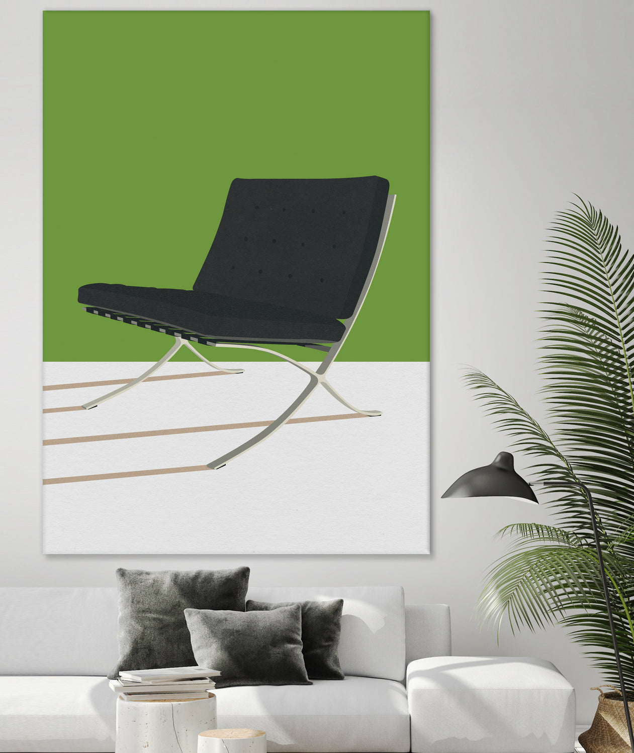 Barcelona Chair (Green Background) Mies Van Der Rohe by Rosi on GIANT ART