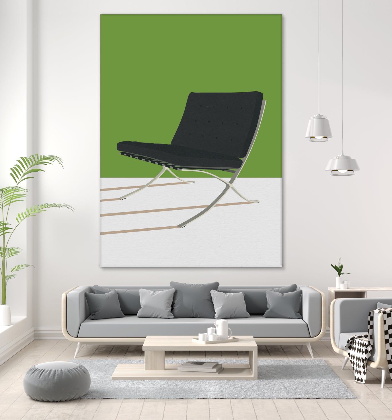 Barcelona Chair (Green Background) Mies Van Der Rohe by Rosi on GIANT ART
