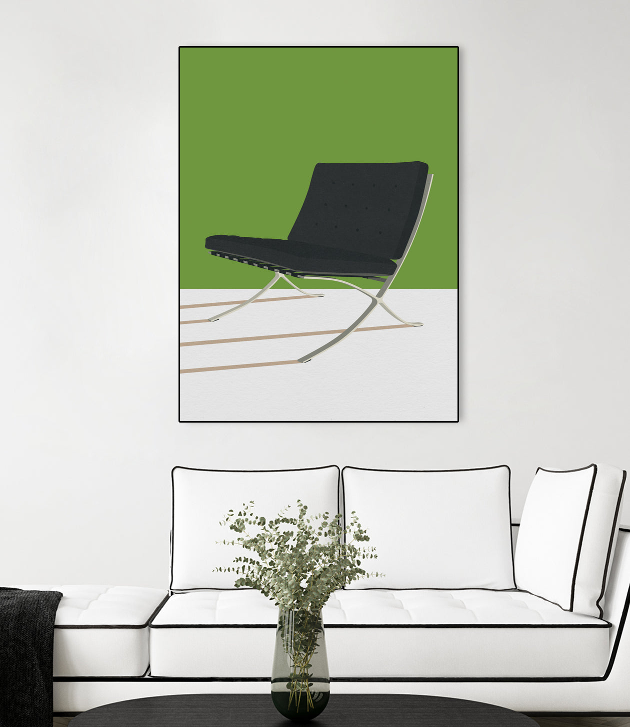 Barcelona Chair (Green Background) Mies Van Der Rohe by Rosi on GIANT ART