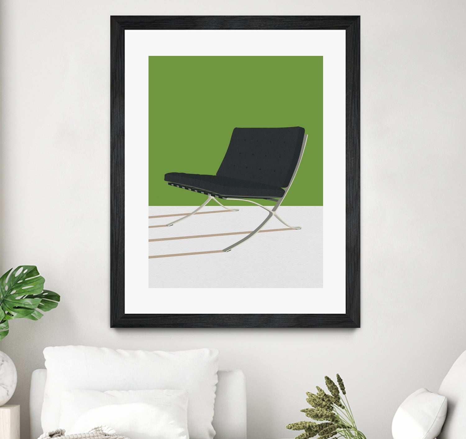 Barcelona Chair (Green Background) Mies Van Der Rohe by Rosi on GIANT ART