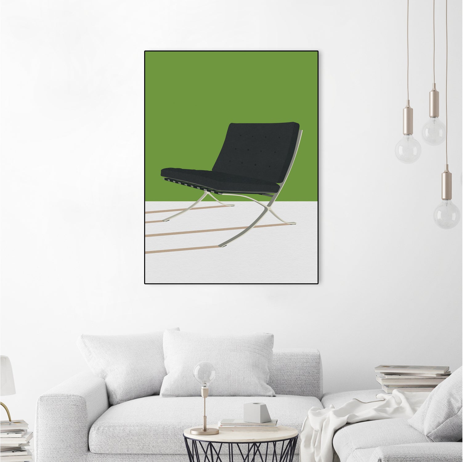 Barcelona Chair (Green Background) Mies Van Der Rohe by Rosi on GIANT ART