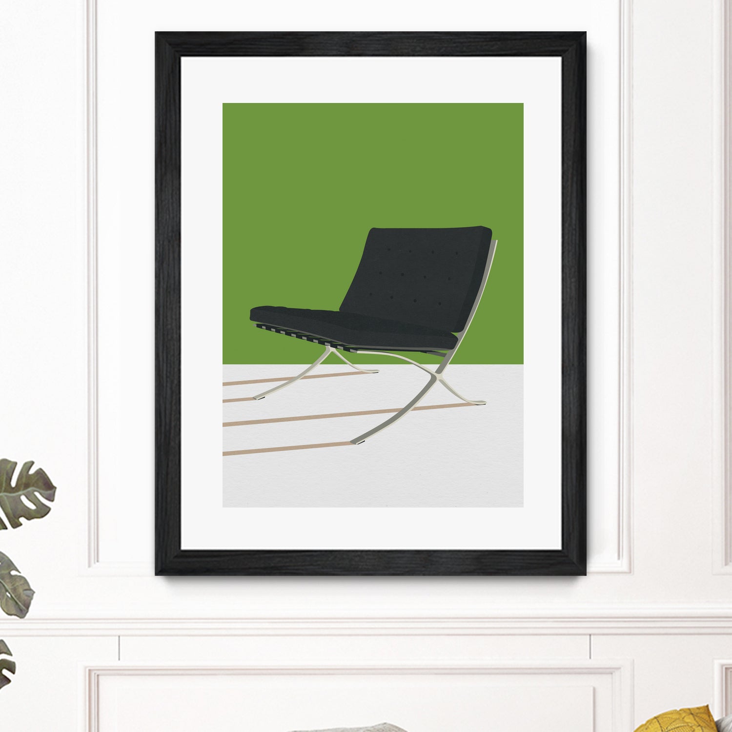 Barcelona Chair (Green Background) Mies Van Der Rohe by Rosi on GIANT ART