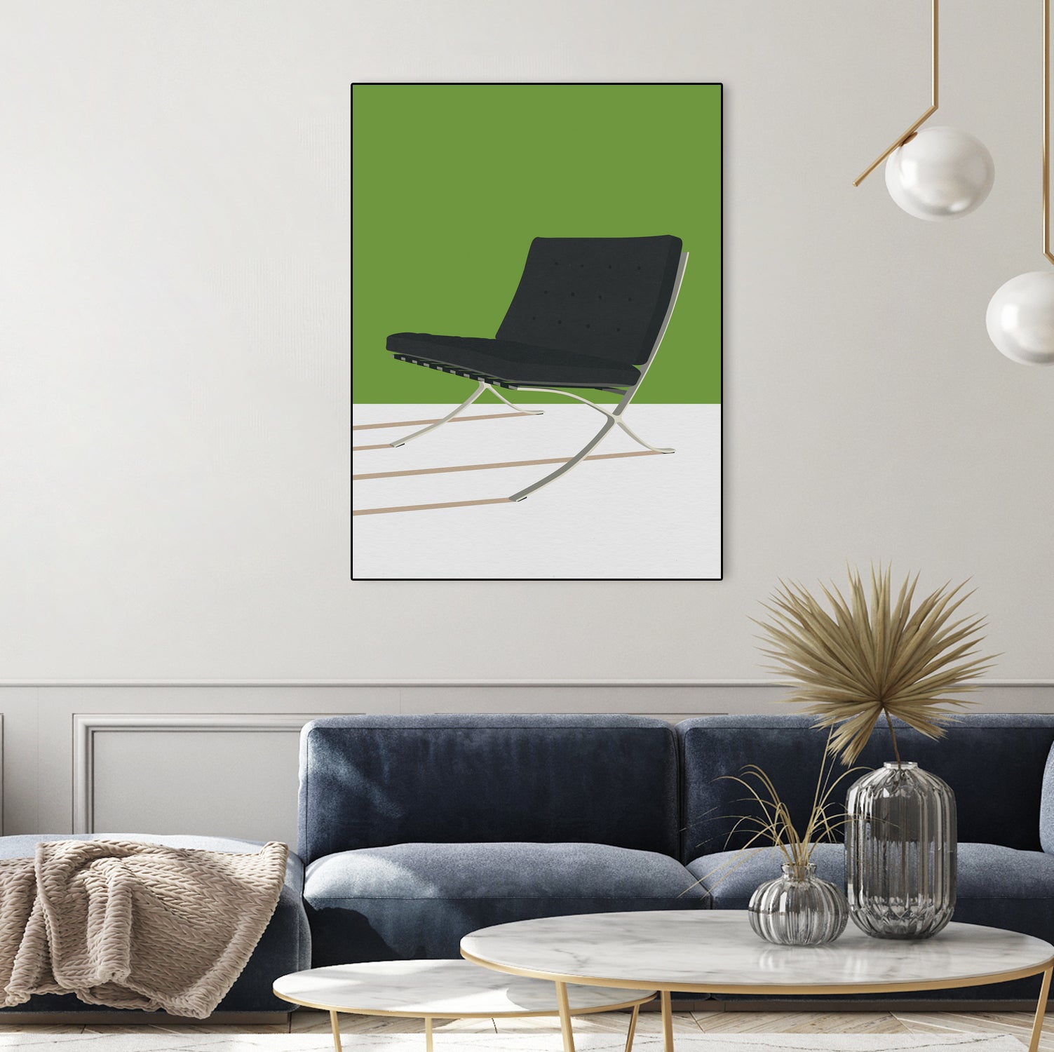 Barcelona Chair (Green Background) Mies Van Der Rohe by Rosi on GIANT ART