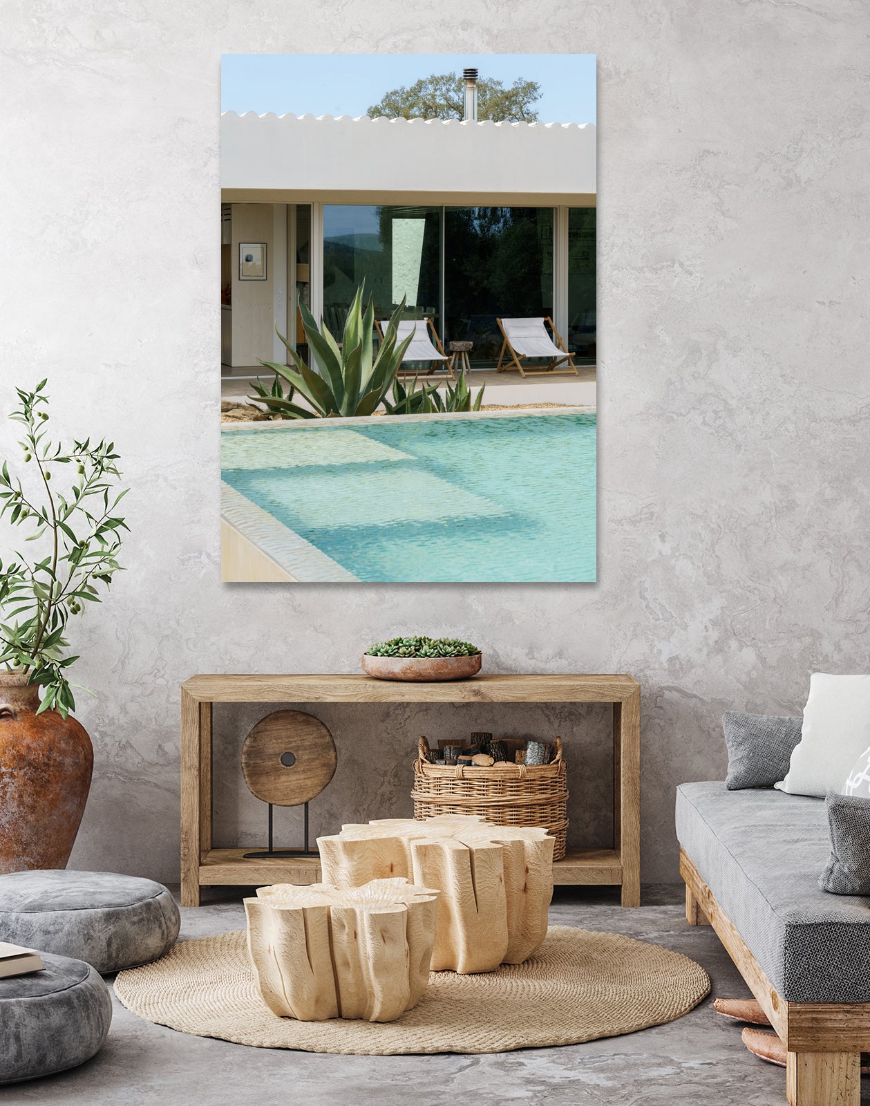 Casadavolta Swimming Pool by Minorstep on GIANT ART - bleu photography flowers and plants