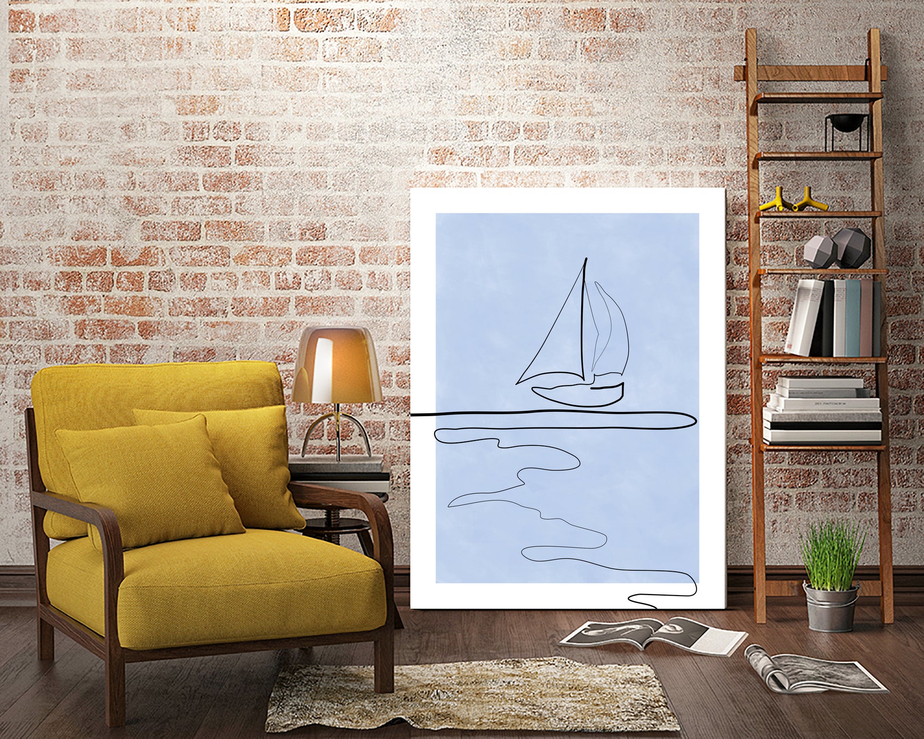 Sail Line Serenity by Elena Ristova on GIANT ART - abstract minimalist line art