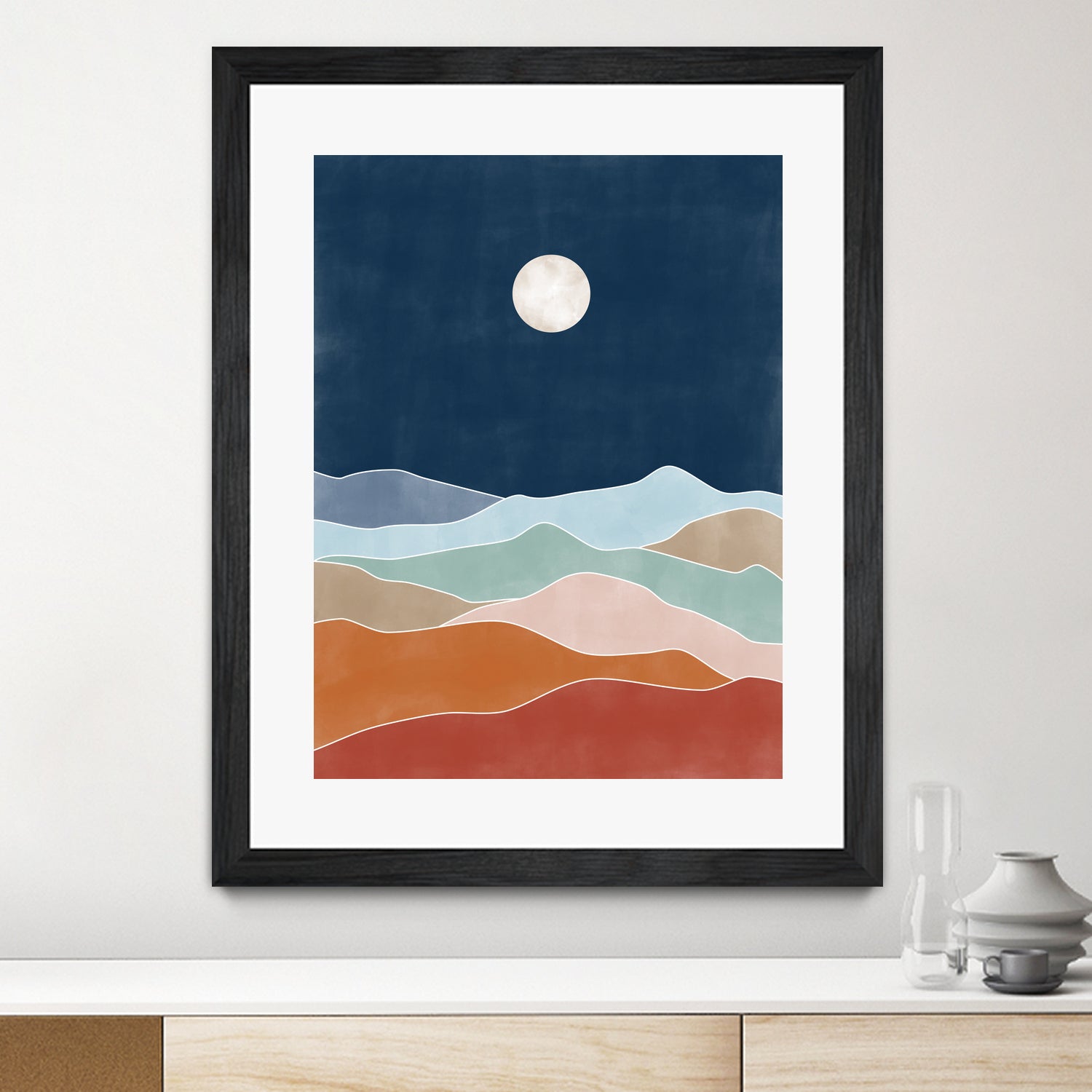 Moonlit Hill Scape by Elena Ristova on GIANT ART - abstract abstract