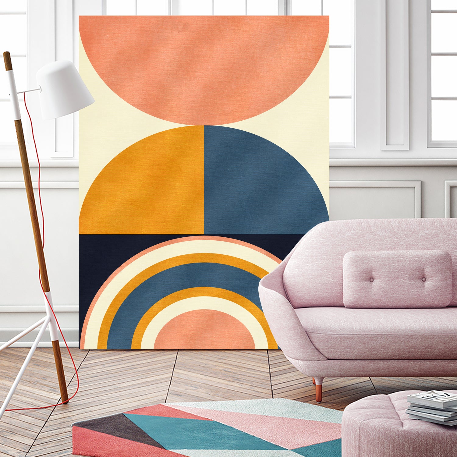 Rainbow Plus Shapes Blue Mustard10 by Ana Rut Bre on GIANT ART - abstract abstract