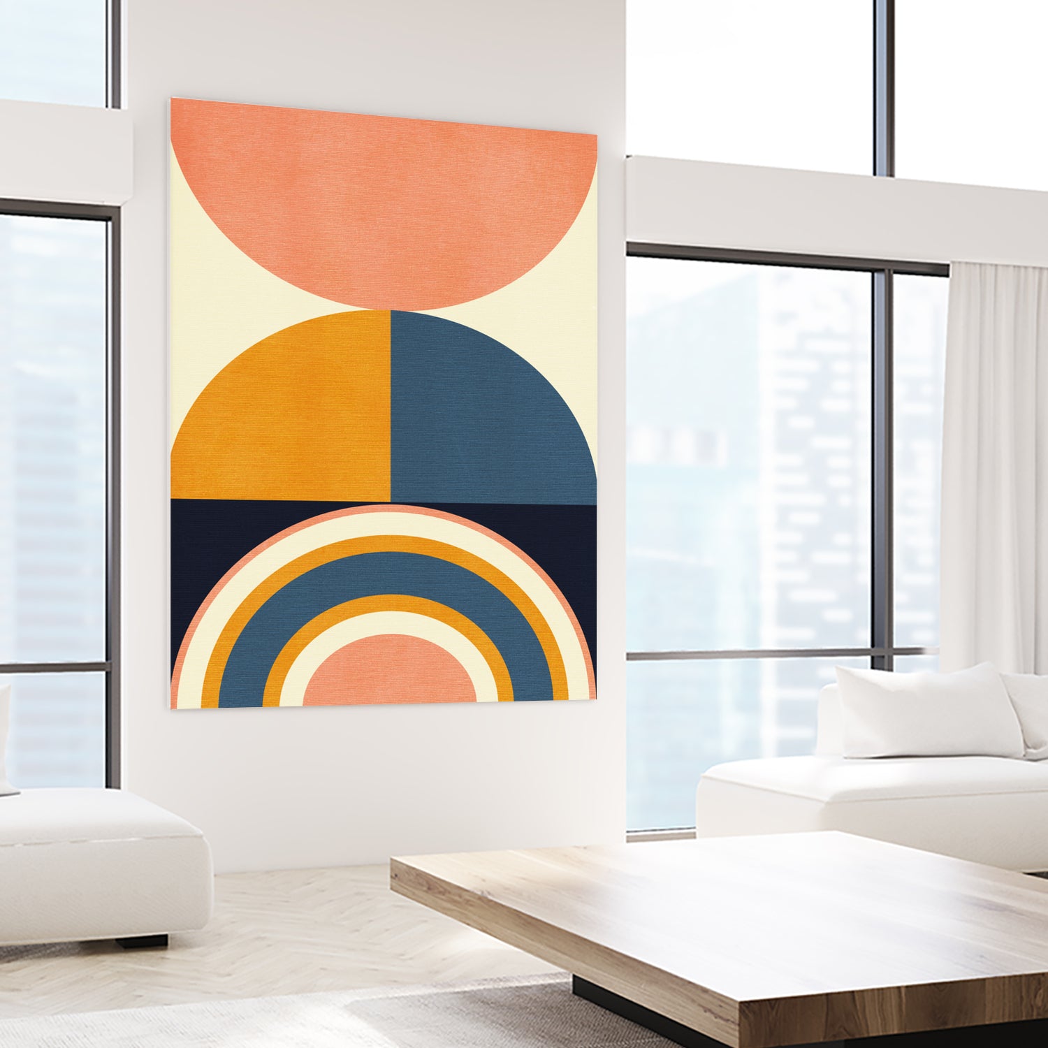 Rainbow Plus Shapes Blue Mustard10 by Ana Rut Bre on GIANT ART - abstract abstract