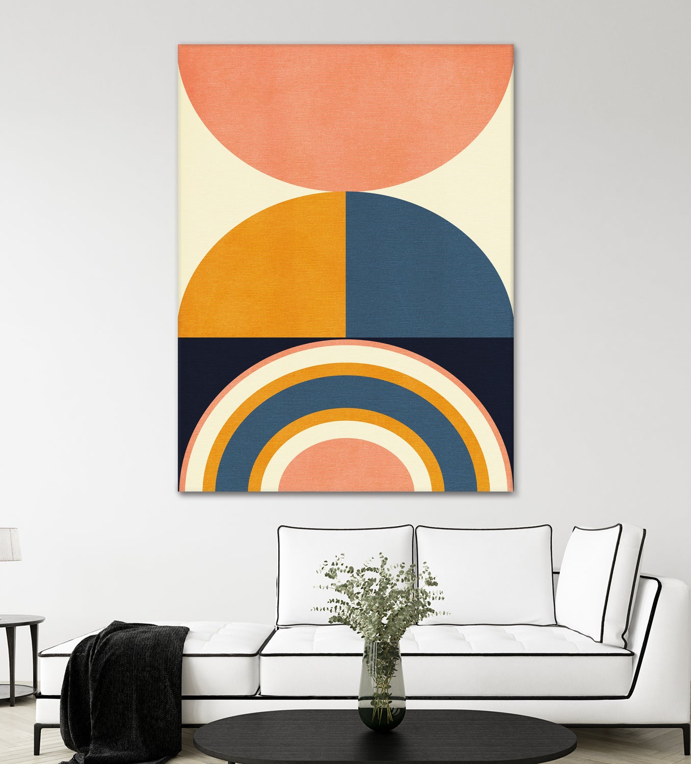 Rainbow Plus Shapes Blue Mustard10 by Ana Rut Bre on GIANT ART - abstract abstract