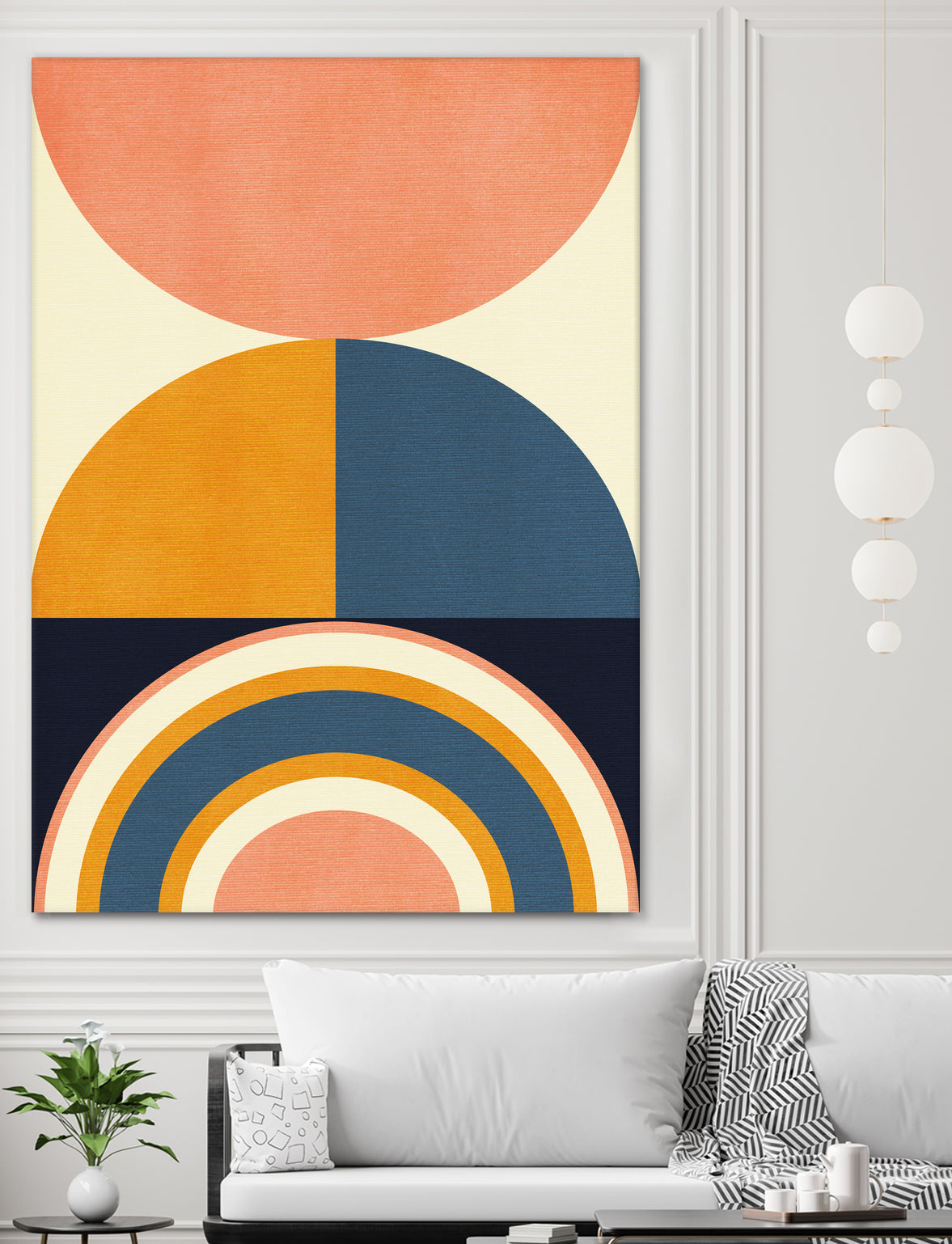 Rainbow Plus Shapes Blue Mustard10 by Ana Rut Bre on GIANT ART - abstract abstract