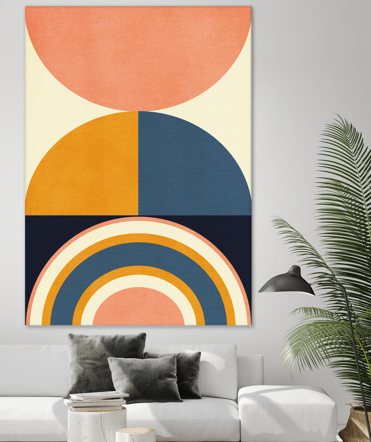 Rainbow Plus Shapes Blue Mustard10 by Ana Rut Bre on GIANT ART - abstract abstract