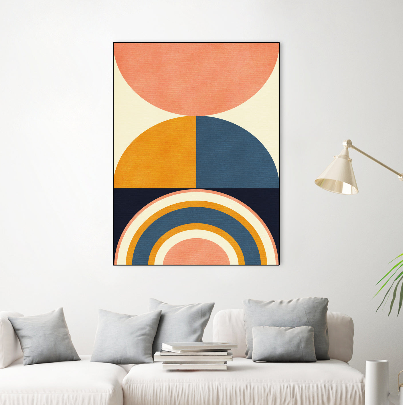 Rainbow Plus Shapes Blue Mustard10 by Ana Rut Bre on GIANT ART - abstract abstract