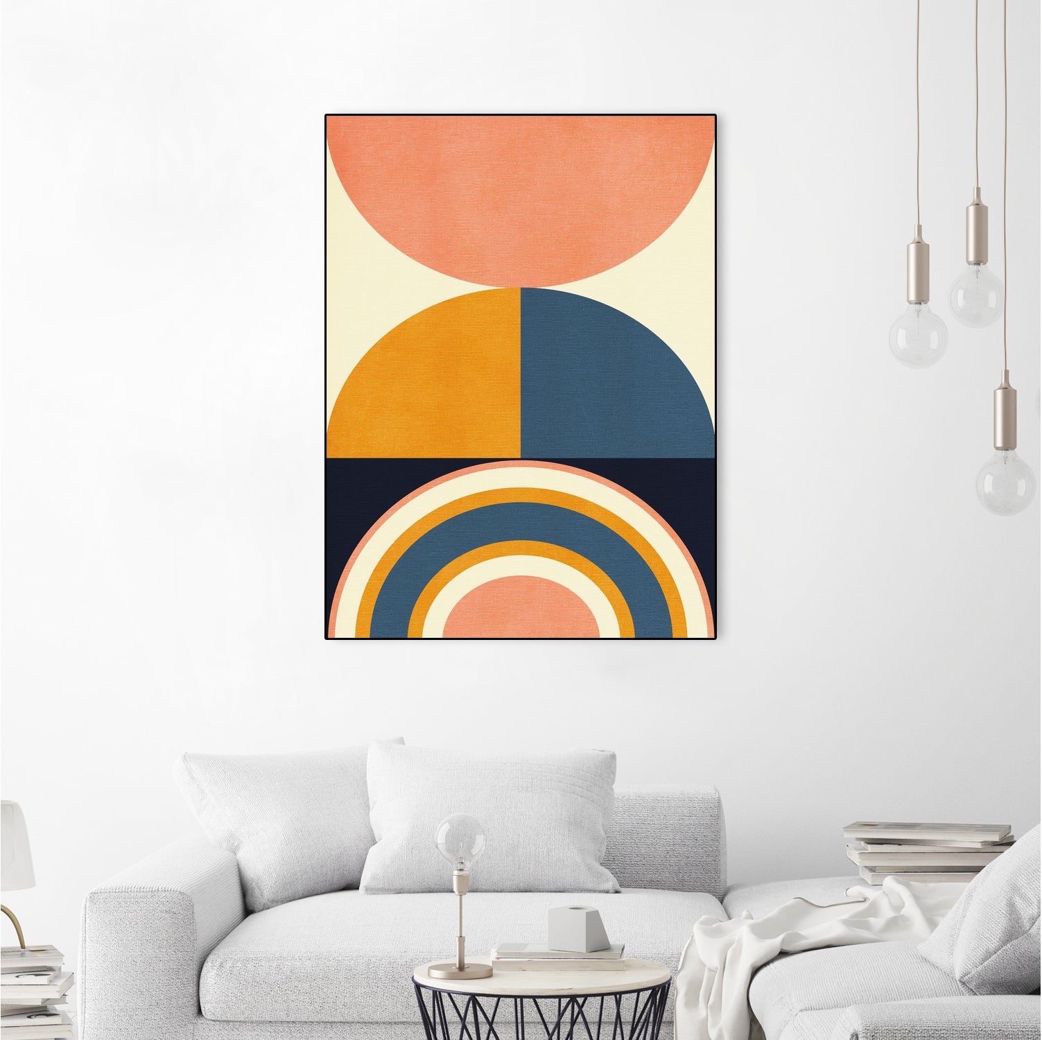 Rainbow Plus Shapes Blue Mustard10 by Ana Rut Bre on GIANT ART - abstract abstract